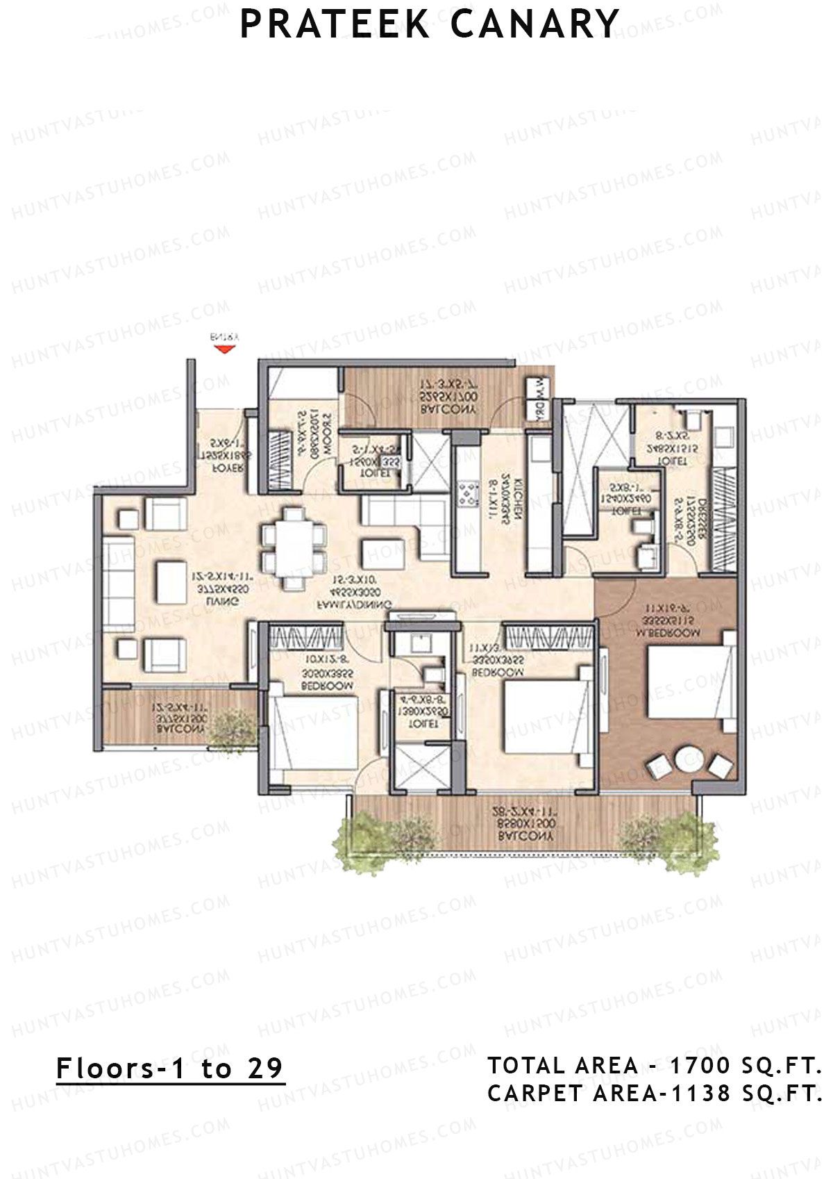 Prateek Canary Tower B Unit 1 Floor Plan
