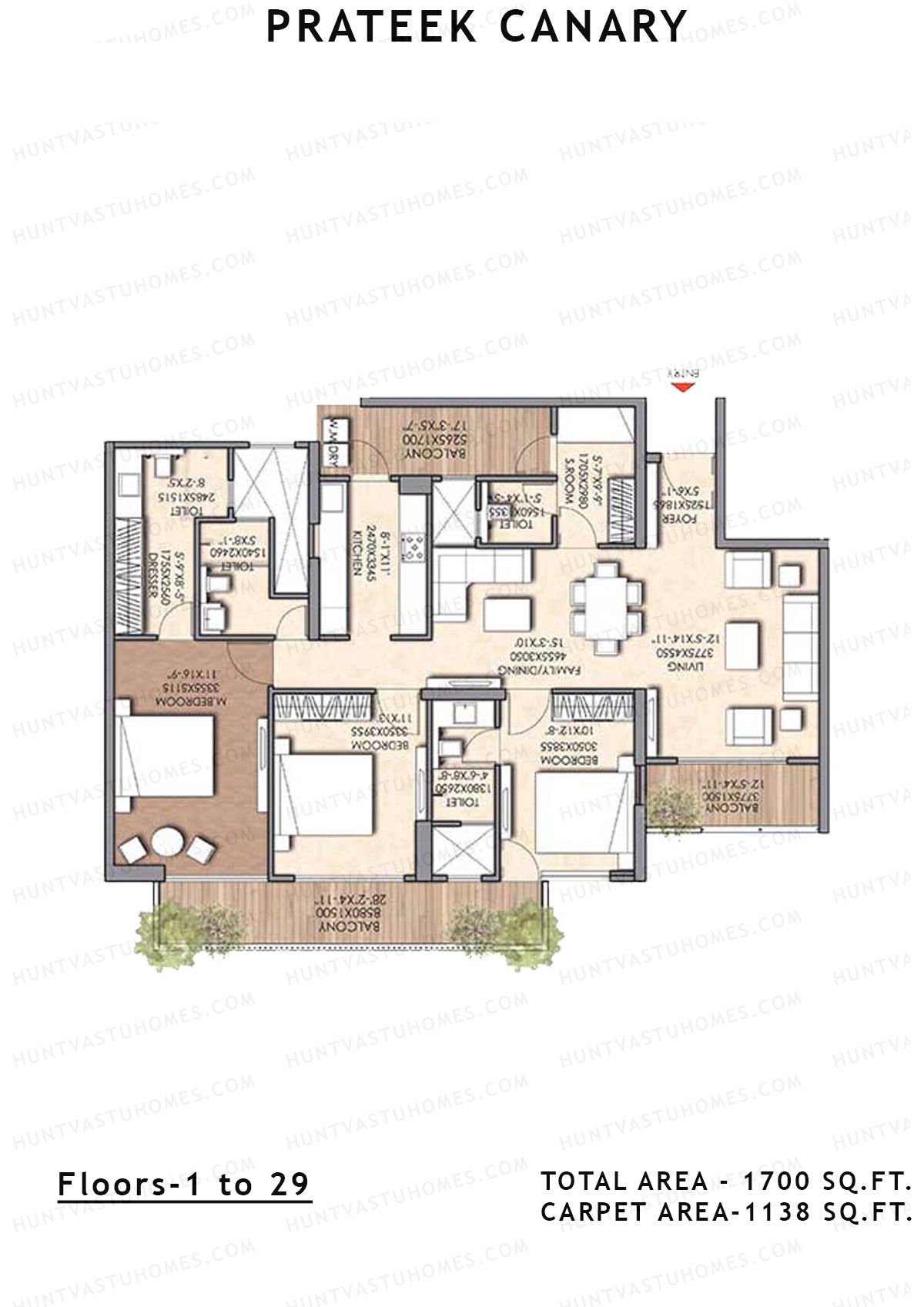 Prateek Canary Tower B Unit 2 Floor Plan