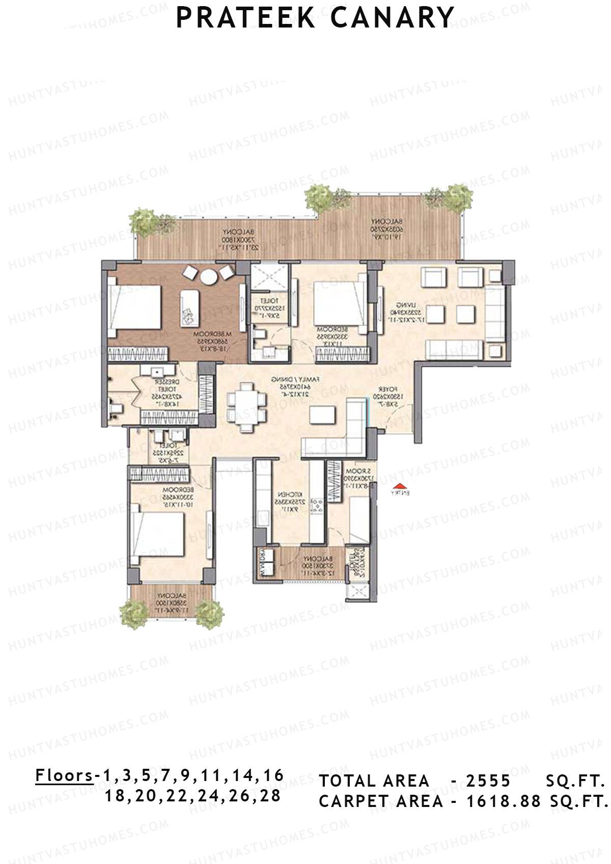 Prateek Canary Tower D Unit 2 Floor Plan
