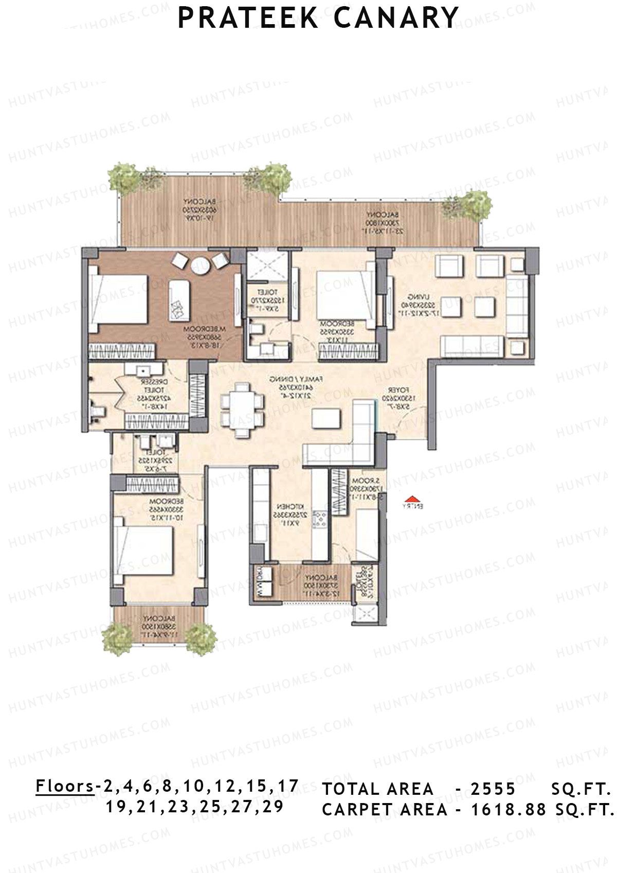 Prateek Canary Tower D Unit 2 Floor Plan