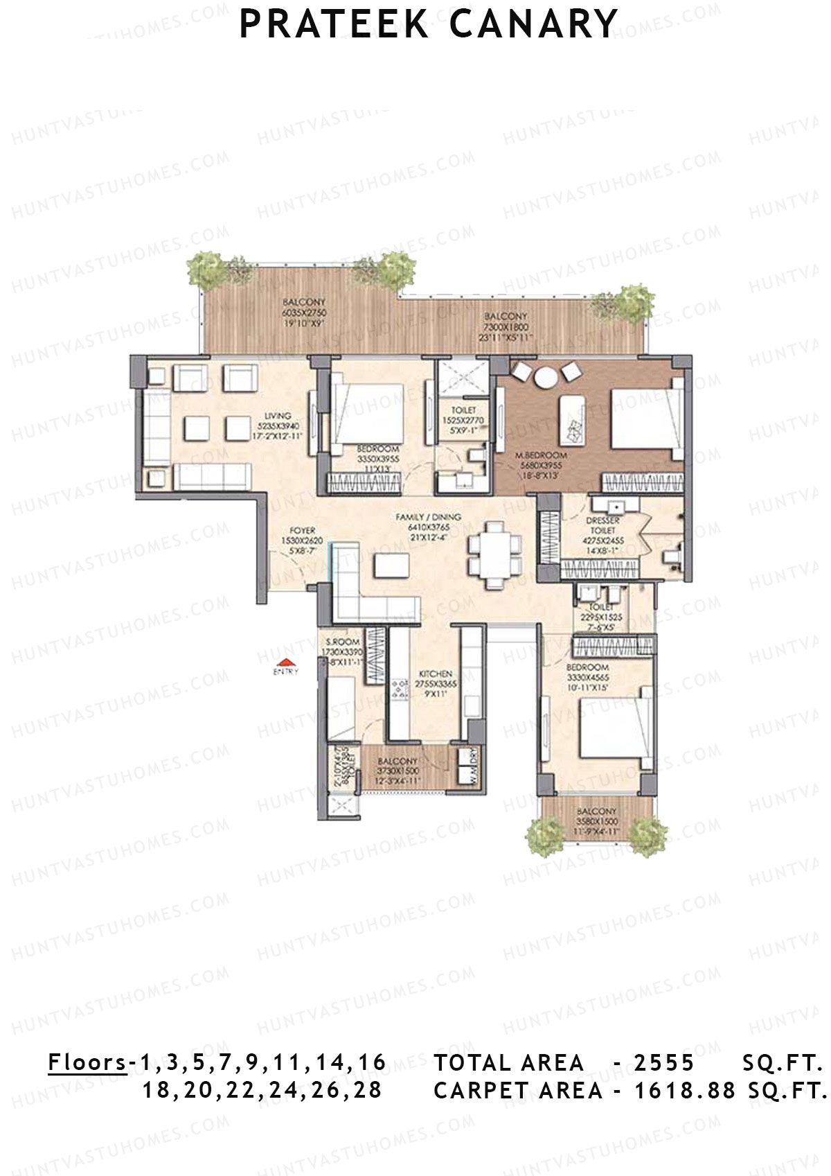 Prateek Canary Tower E Unit 1 Floor Plan