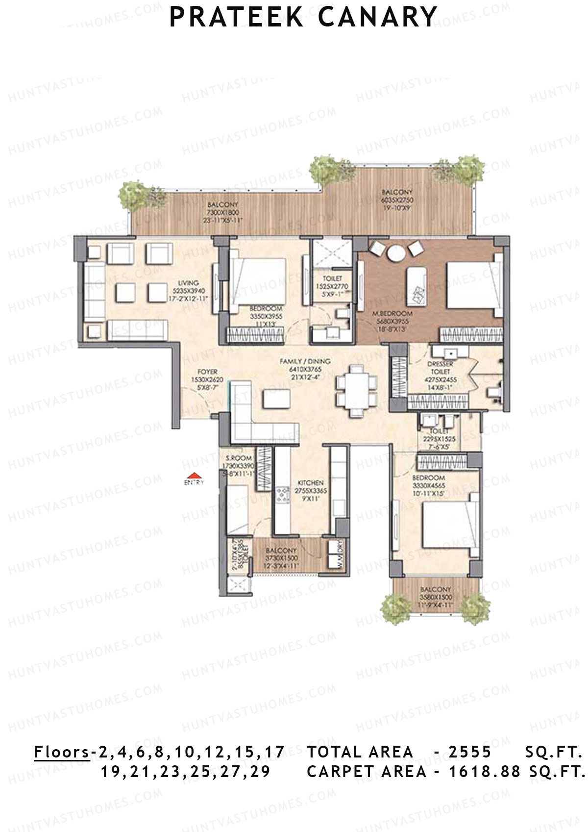 Prateek Canary Tower E Unit 1 Floor Plan