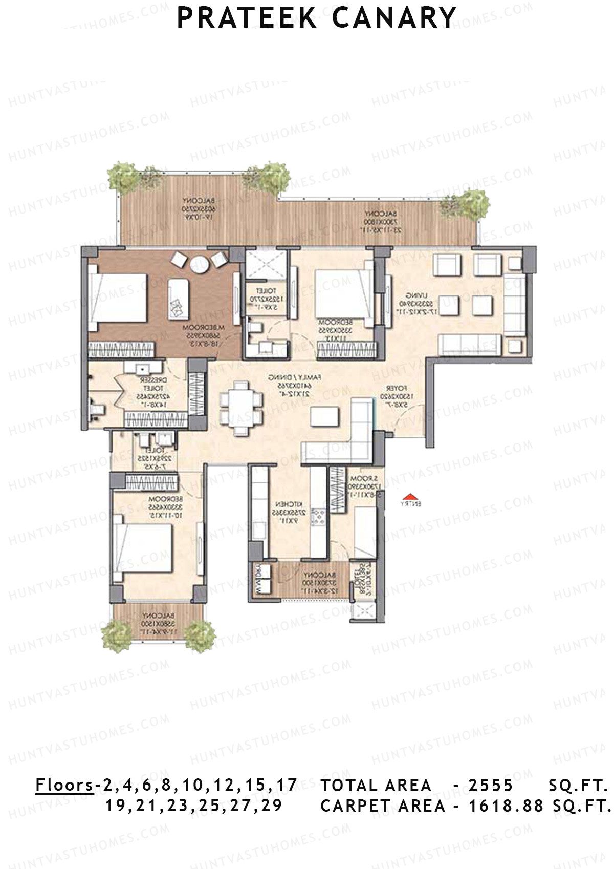 Prateek Canary Tower E Unit 2 Floor Plan
