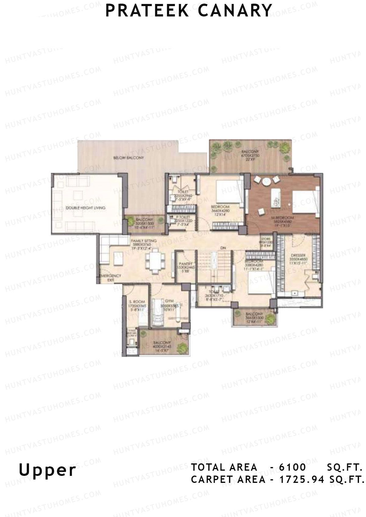 Prateek Canary Tower F Unit 1 (Duplex) Floor Plan
