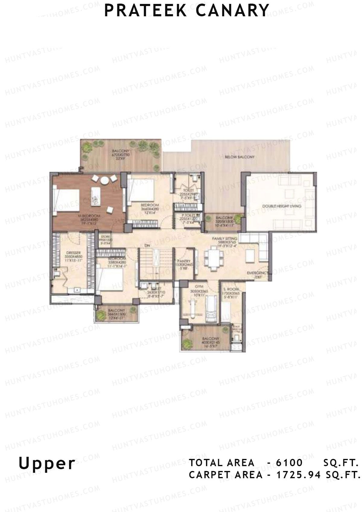 Prateek Canary Tower F Unit 2 (Duplex) Floor Plan