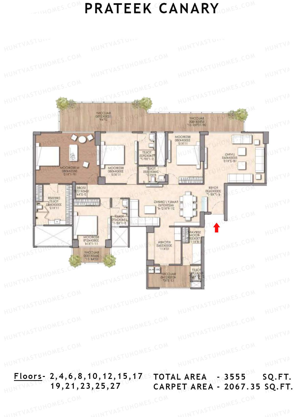 Prateek Canary Tower F Unit 2 Floor Plan