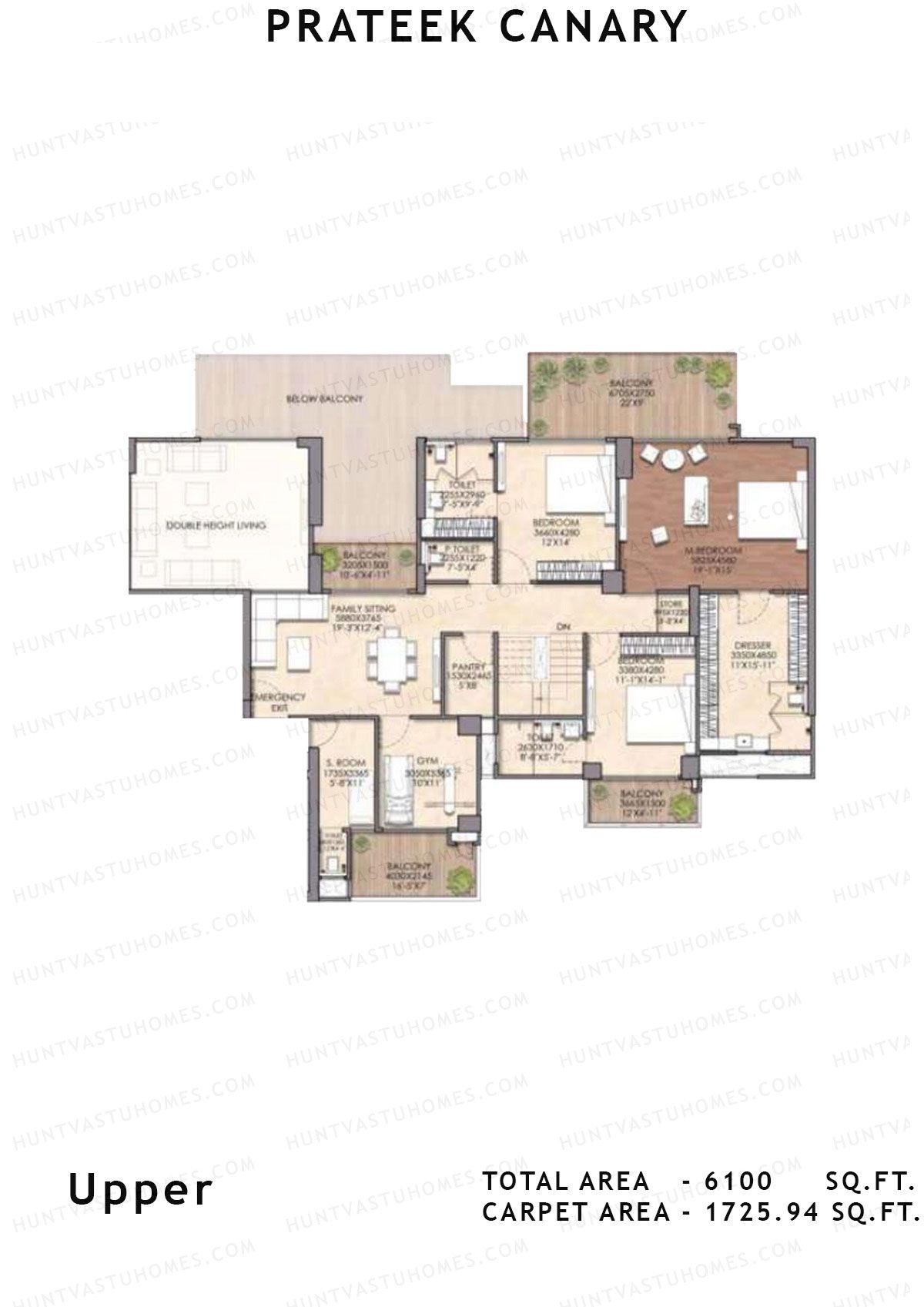Prateek Canary Tower G Unit 1 (Duplex) Floor Plan