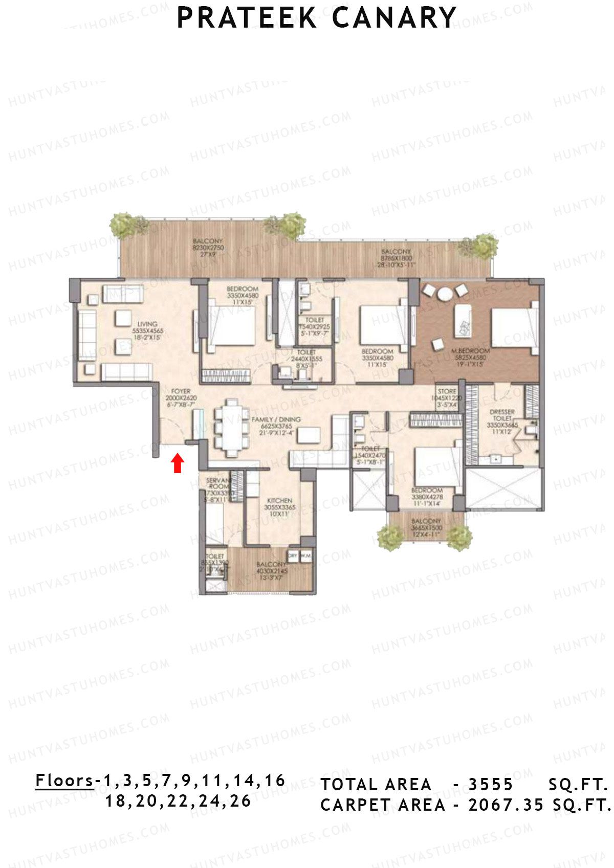 Prateek Canary Tower F Unit 1 Floor Plan