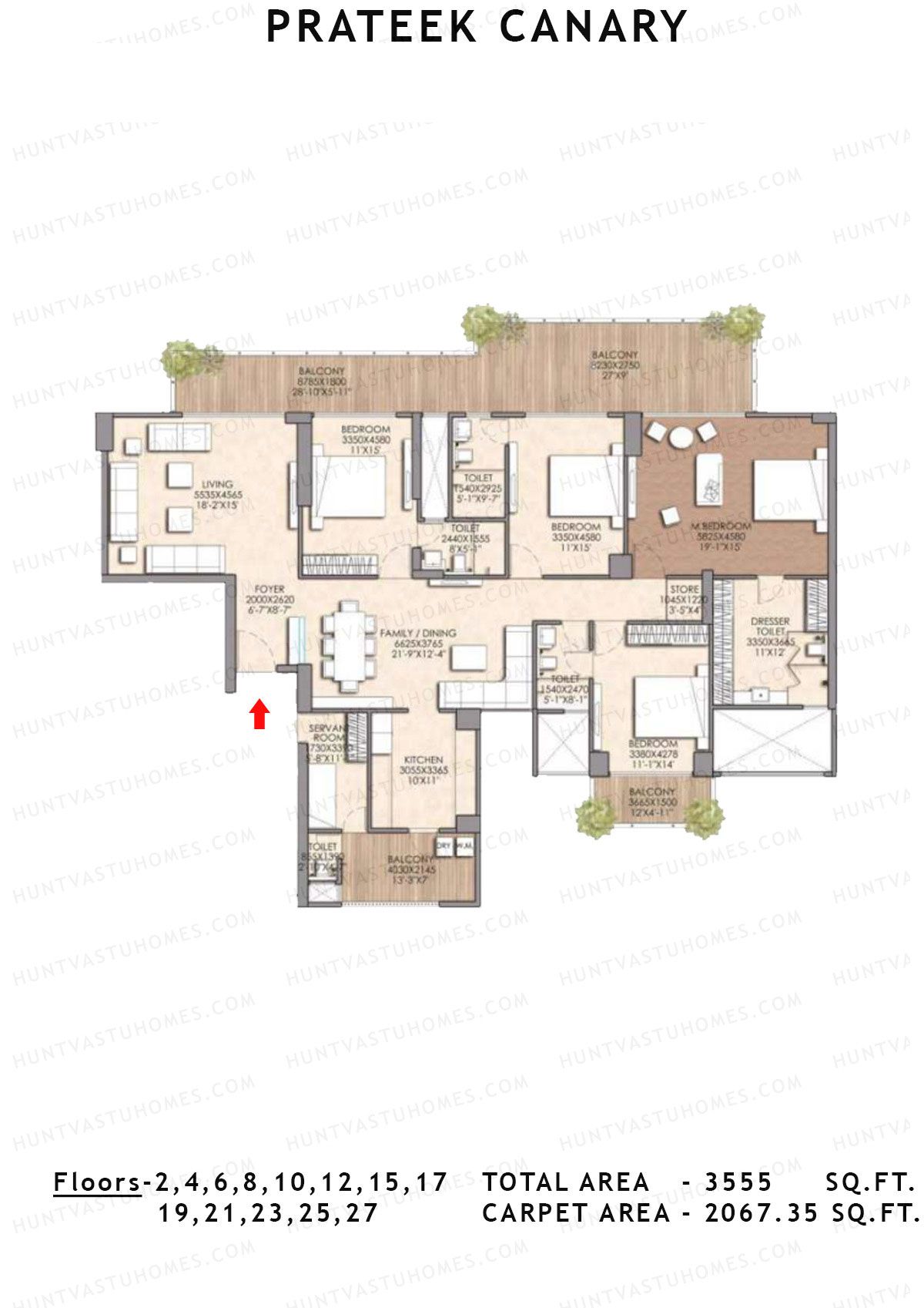Prateek Canary Tower F Unit 1 Floor Plan