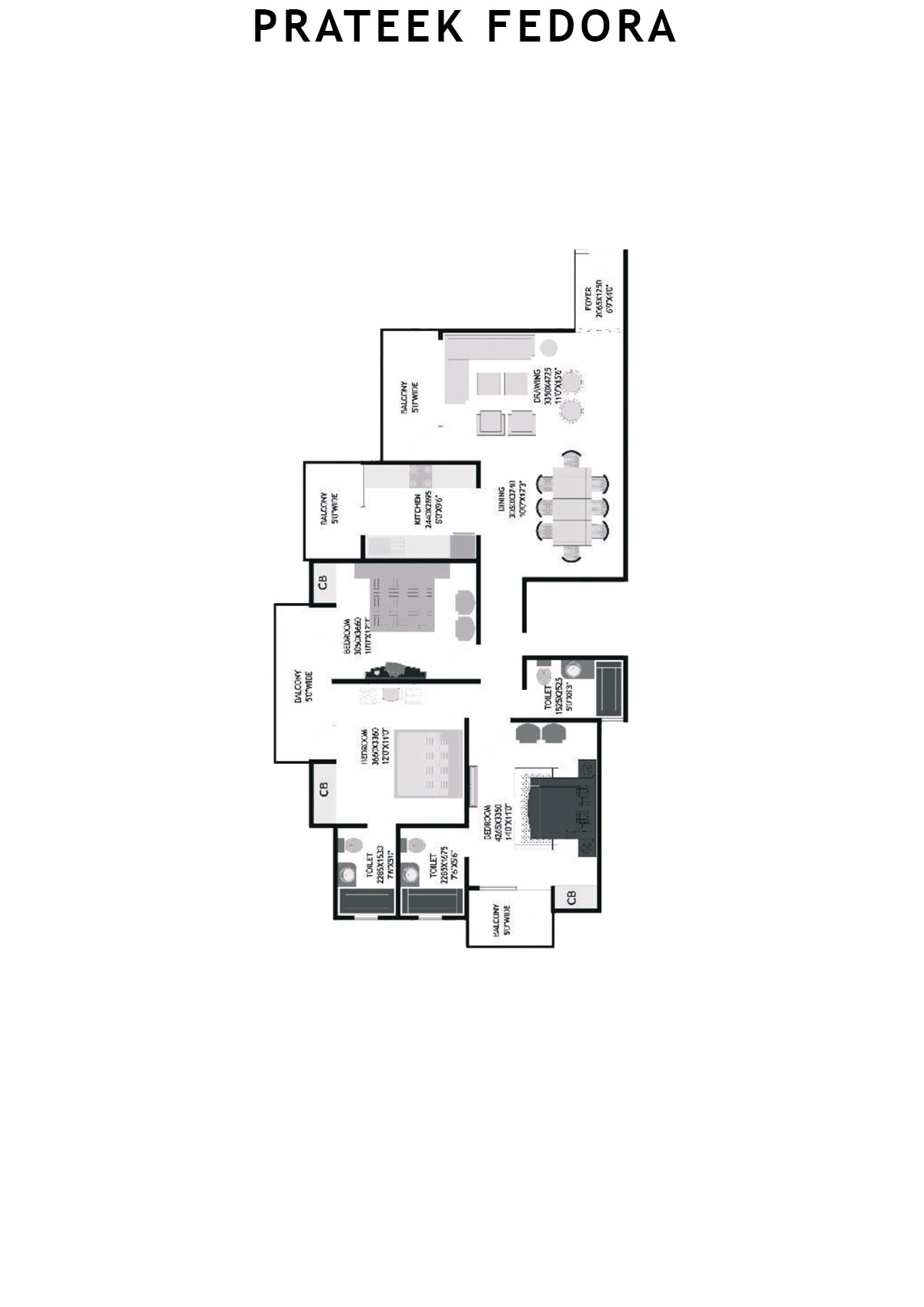 Prateek Fedora Tower A Unit 2 (Type C) Floor Plan