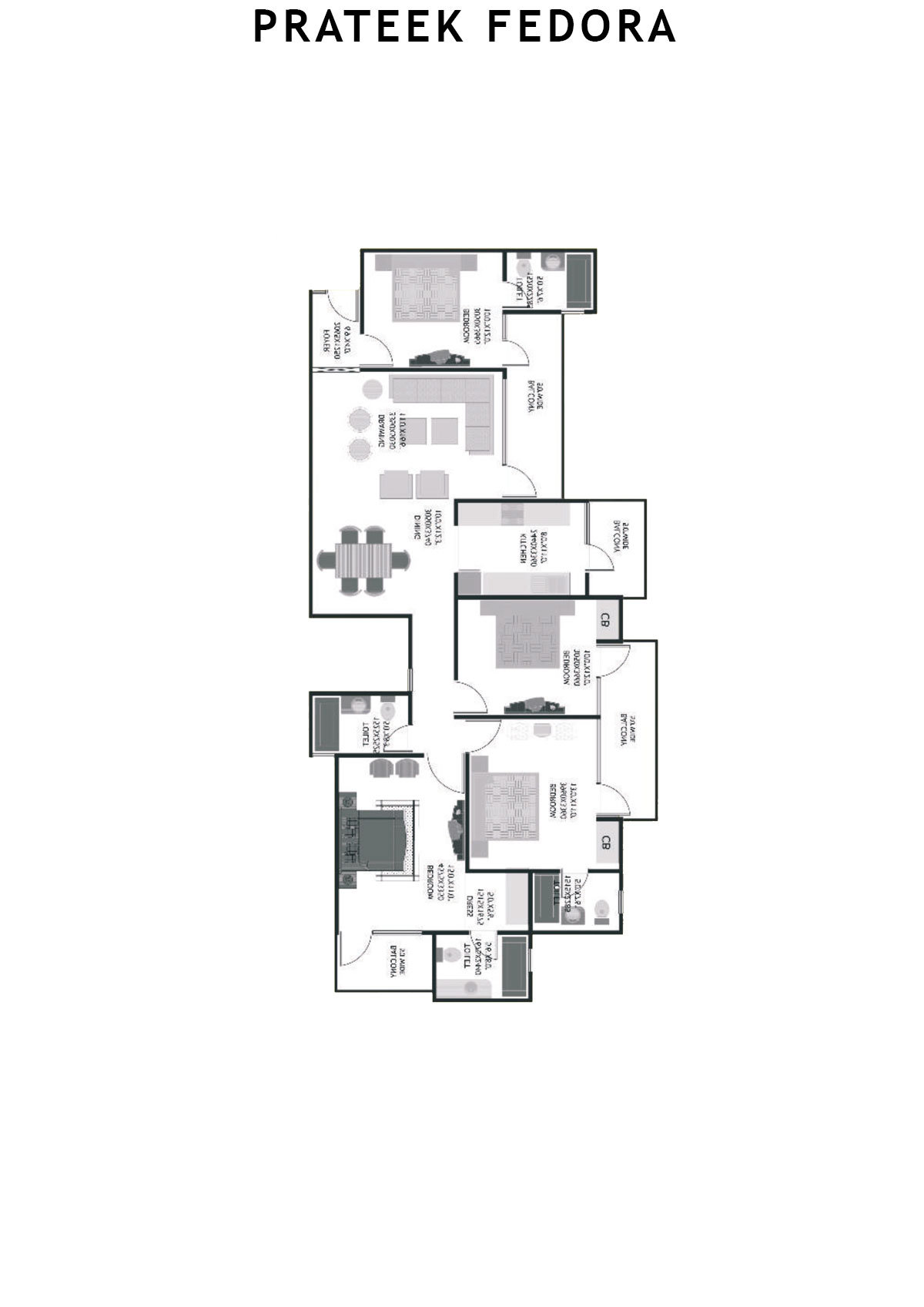 Prateek Fedora Tower B Unit 10 (Type A) Floor Plan