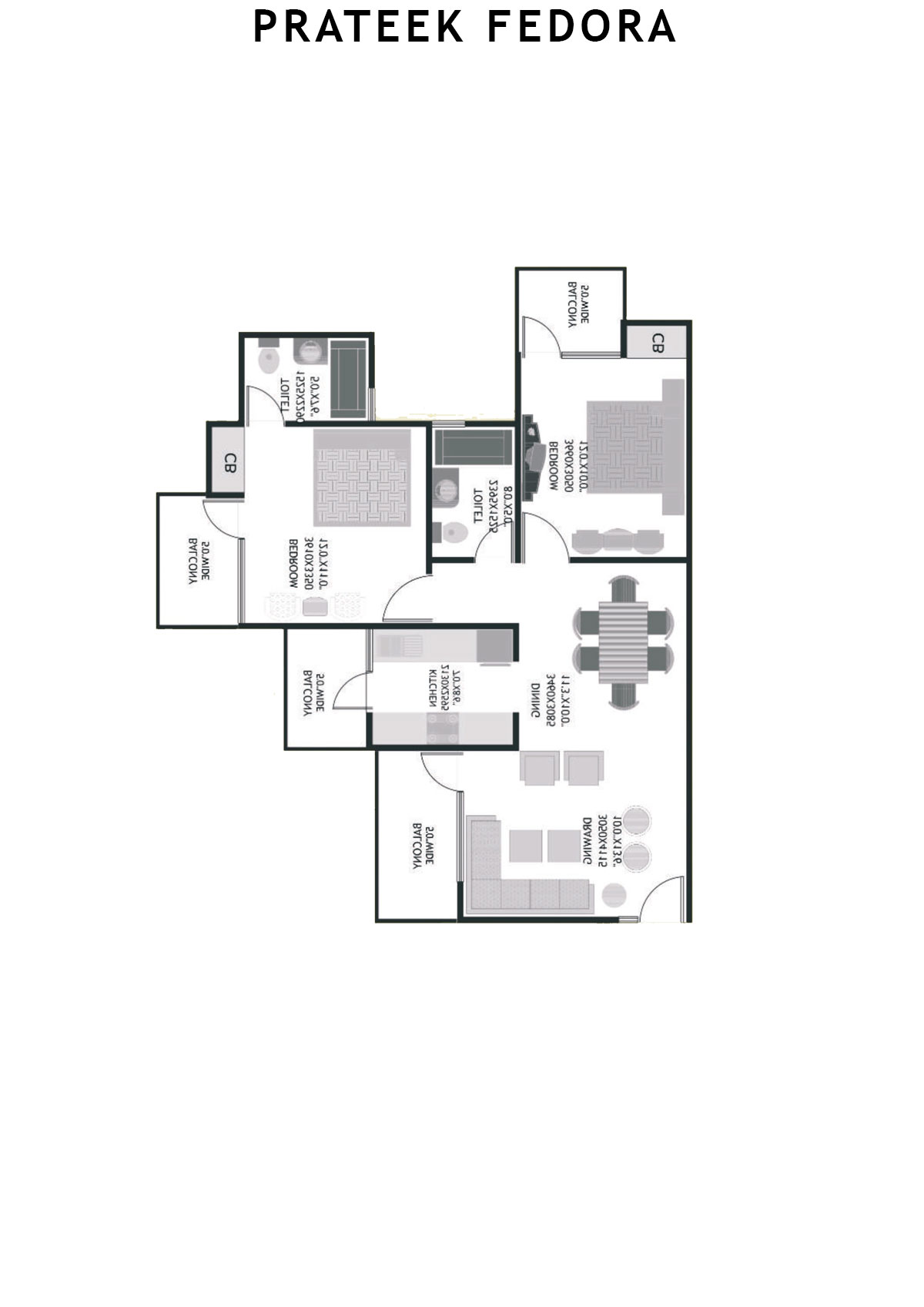 Prateek Fedora Tower B Unit 5 (Type E) Floor Plan