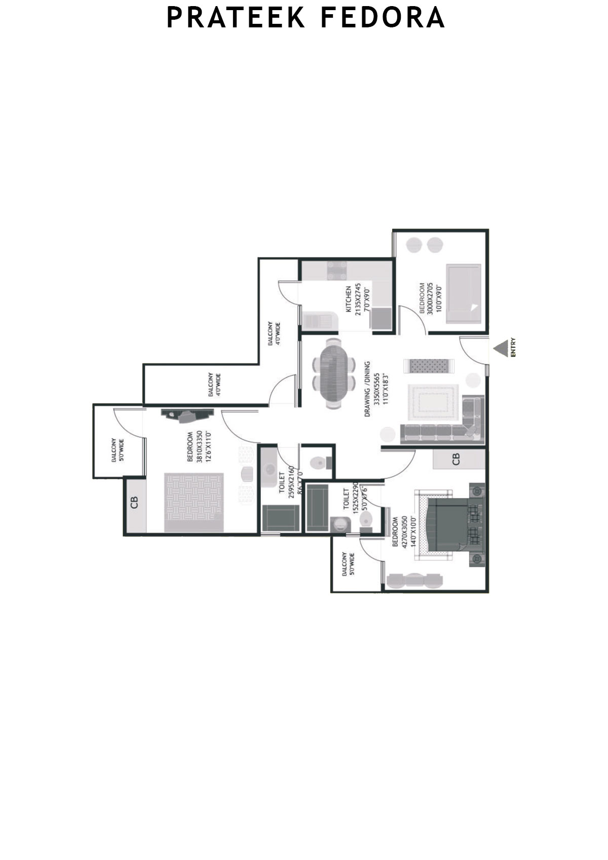 Prateek Fedora Tower B Unit 7 (Type D) Floor Plan