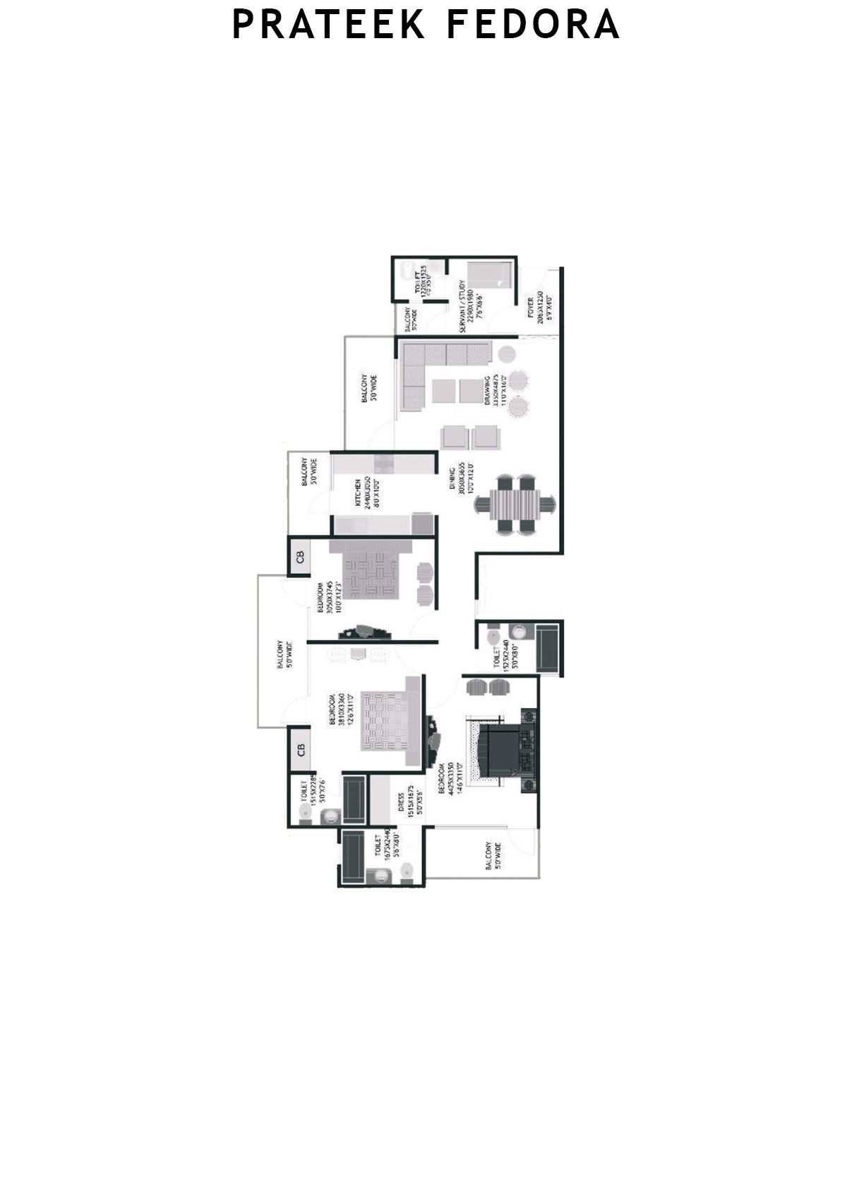 Prateek Fedora Tower B Unit 8 (Type B) Floor Plan