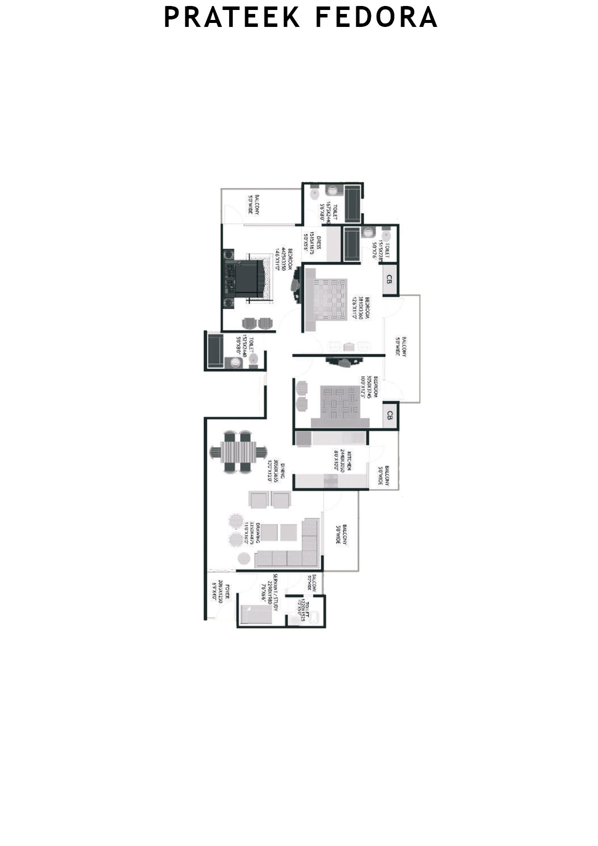 Prateek Fedora Tower B Unit 9 (Type B) Floor Plan