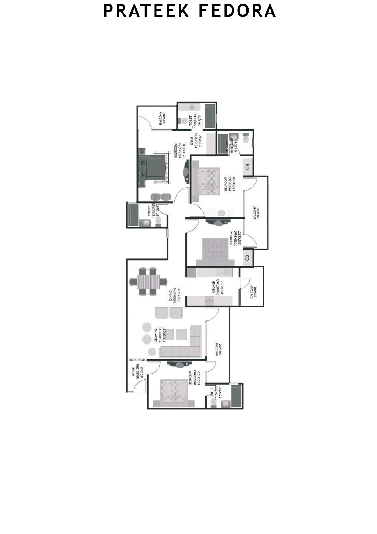 Prateek Fedora Tower C Unit 11 (Type A) Floor Plan