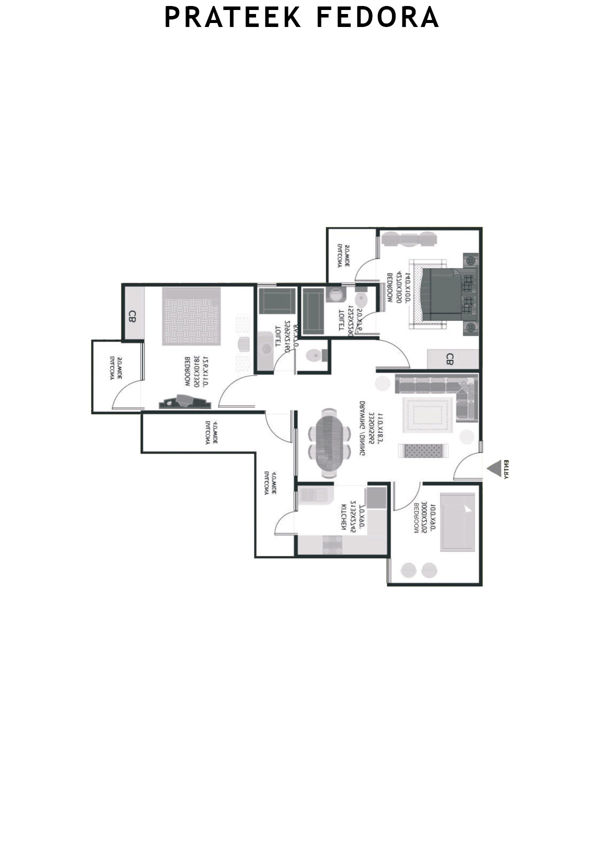 Prateek Fedora Tower C Unit 14 (Type D) Floor Plan