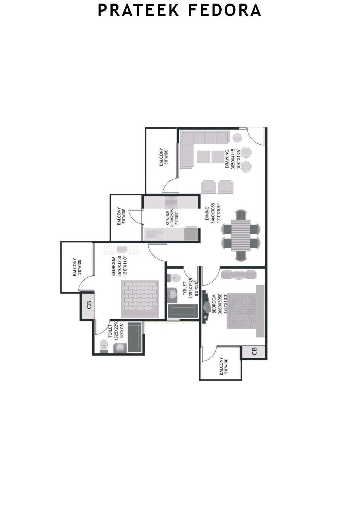 Prateek Fedora Tower C Unit 16 (Type E) Floor Plan
