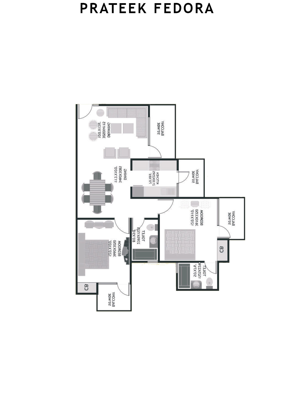 Prateek Fedora Tower C Unit 17 (Type E) Floor Plan