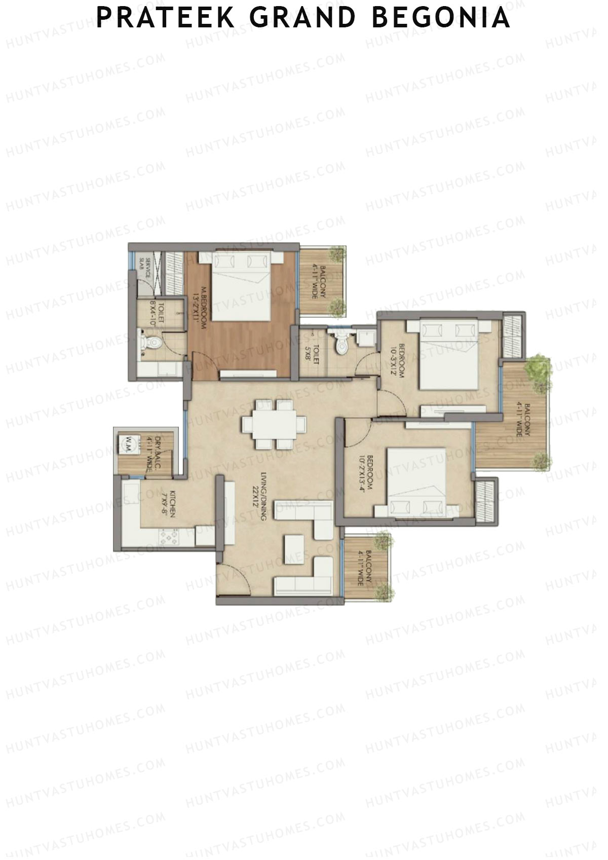 Prateek Grand Begonia Tower B12 Unit 1 Floor Plan