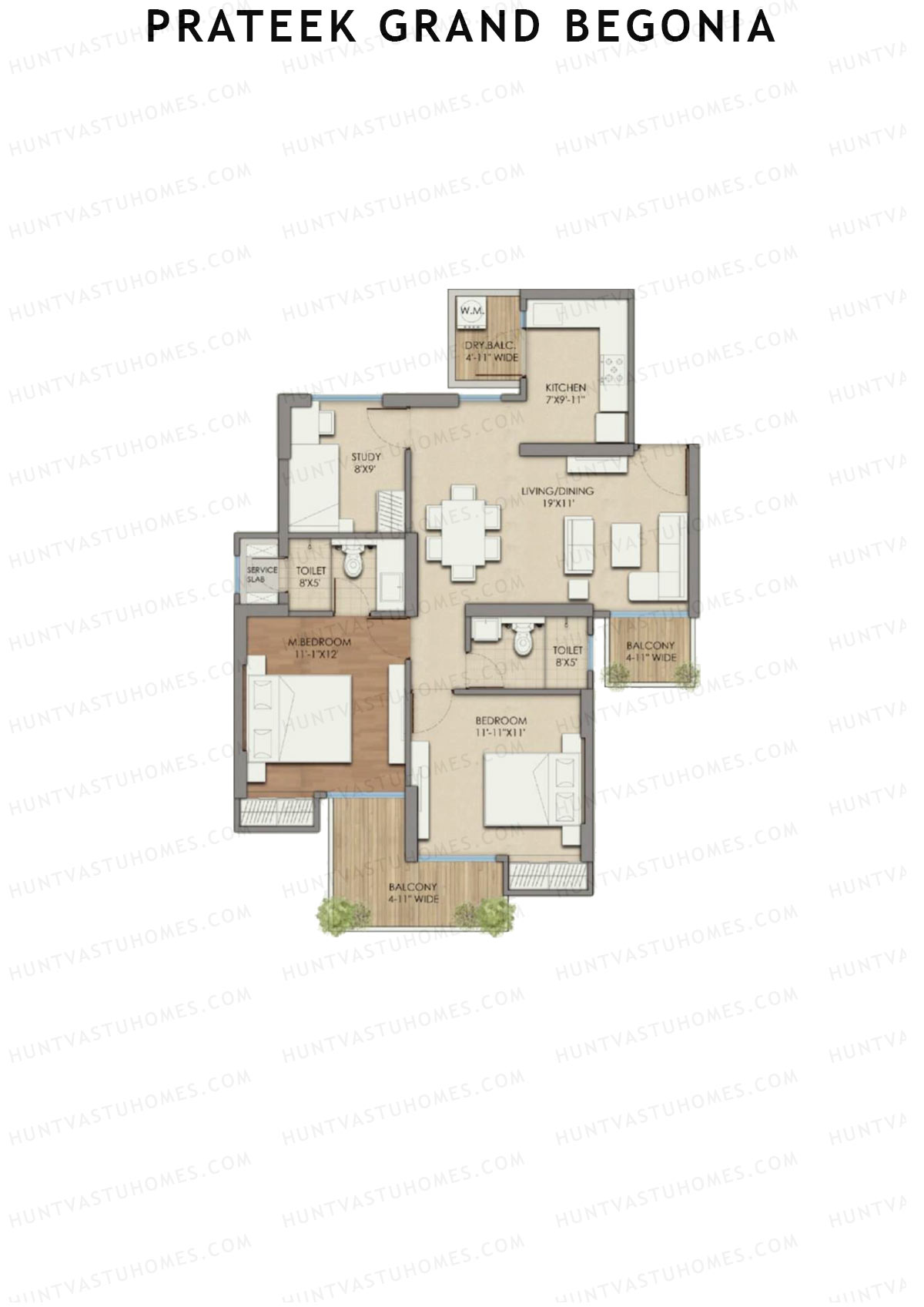 Prateek Grand Begonia Tower B1 Unit 3 Floor Plan