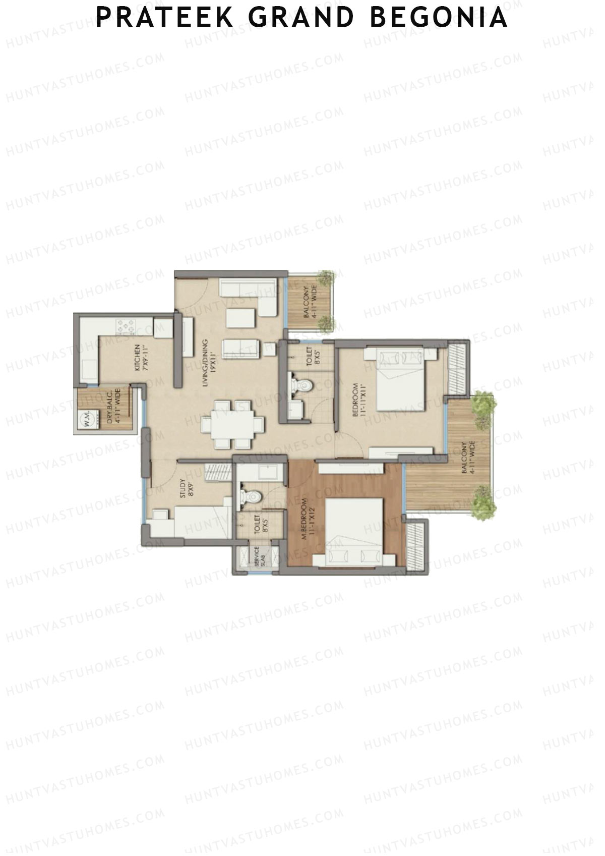 Prateek Grand Begonia Tower B4 Unit 3 Floor Plan