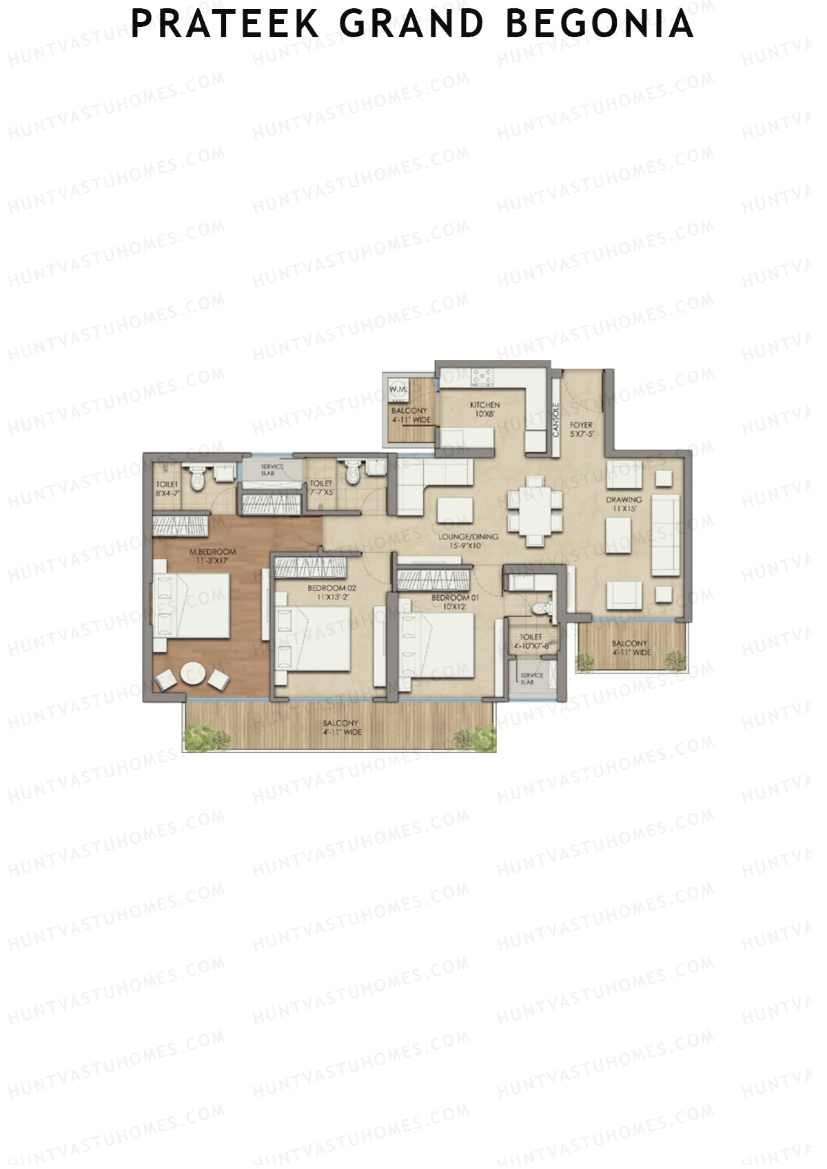 Prateek Grand Begonia Tower BI-10 Unit 2 Floor Plan