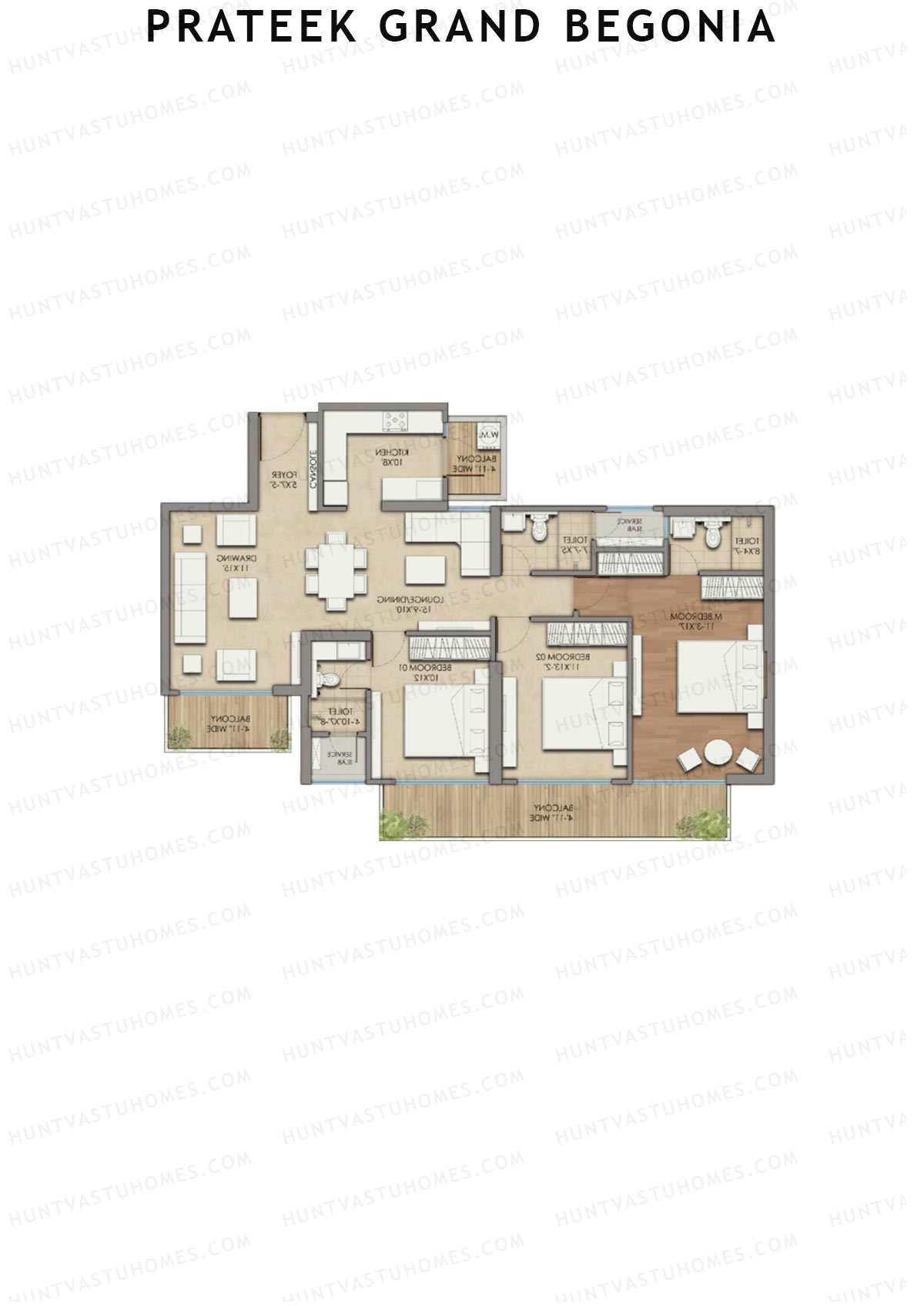 Prateek Grand Begonia Tower BI-7 Unit 1 Floor Plan