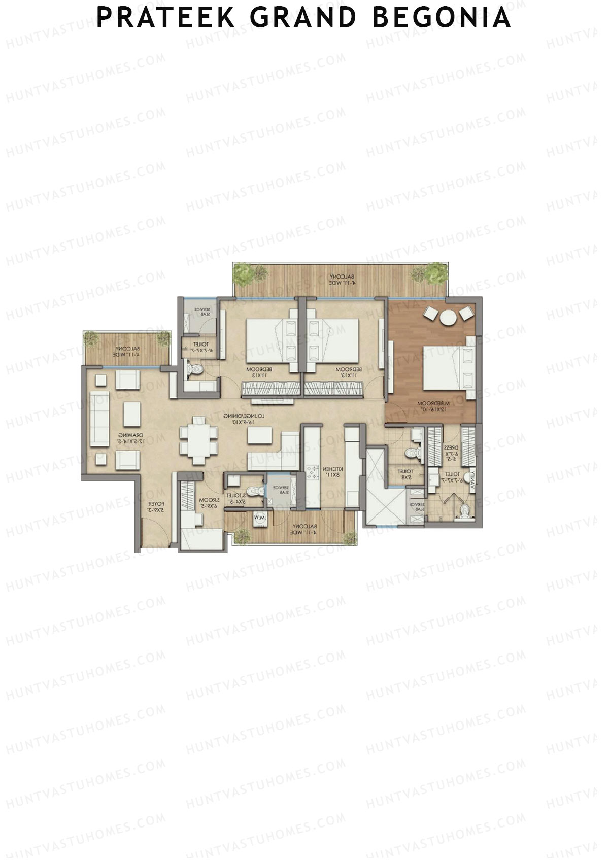 Prateek Grand Begonia Tower BI-7 Unit 4 Floor Plan