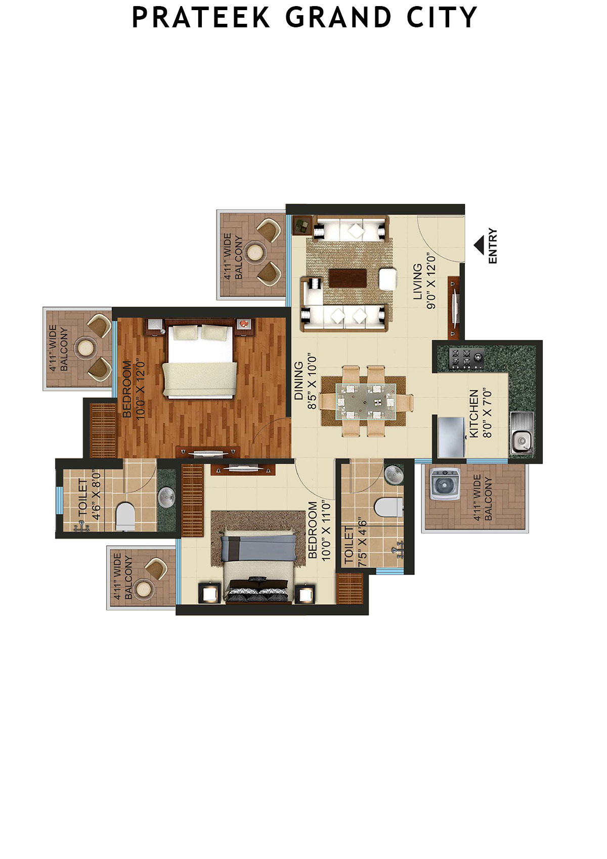 Prateek Grand City Tower C12 Unit 1 Floor Plan
