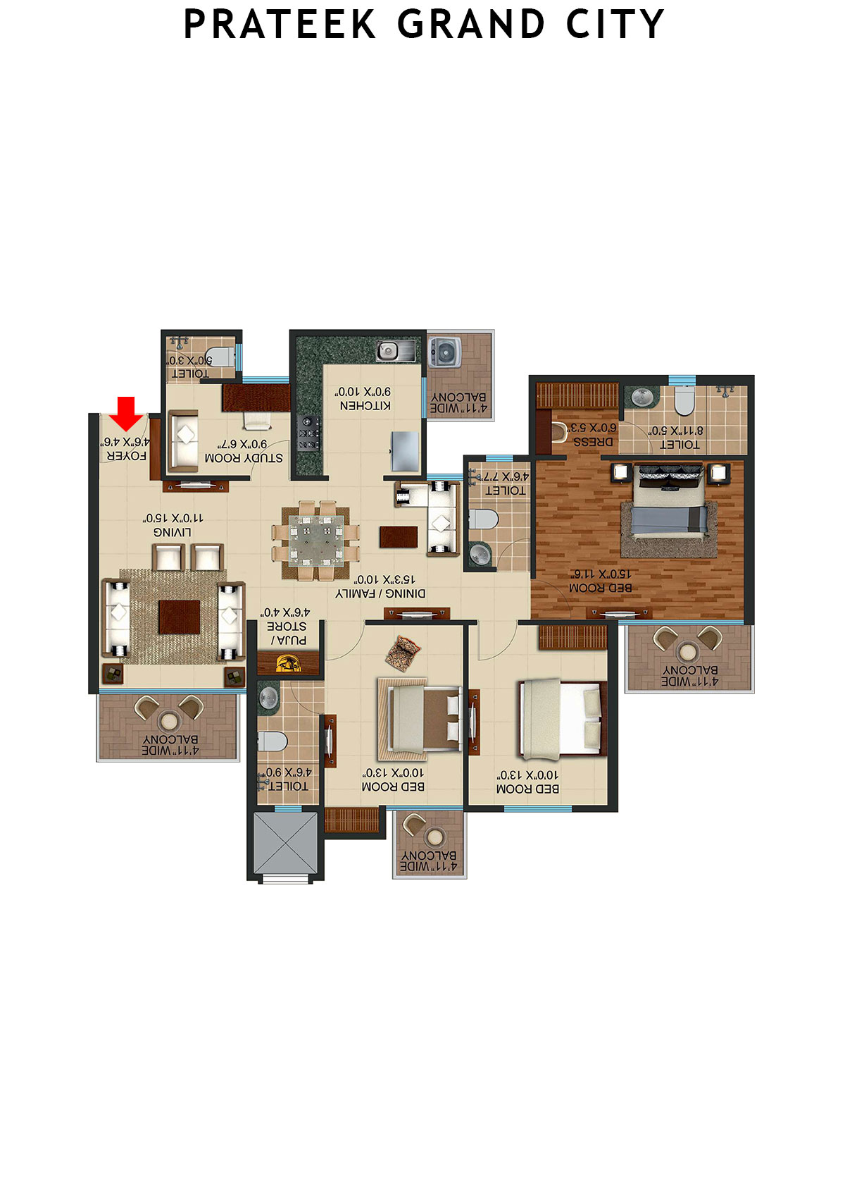 Prateek Grand City Tower C14 Unit 1 Floor Plan