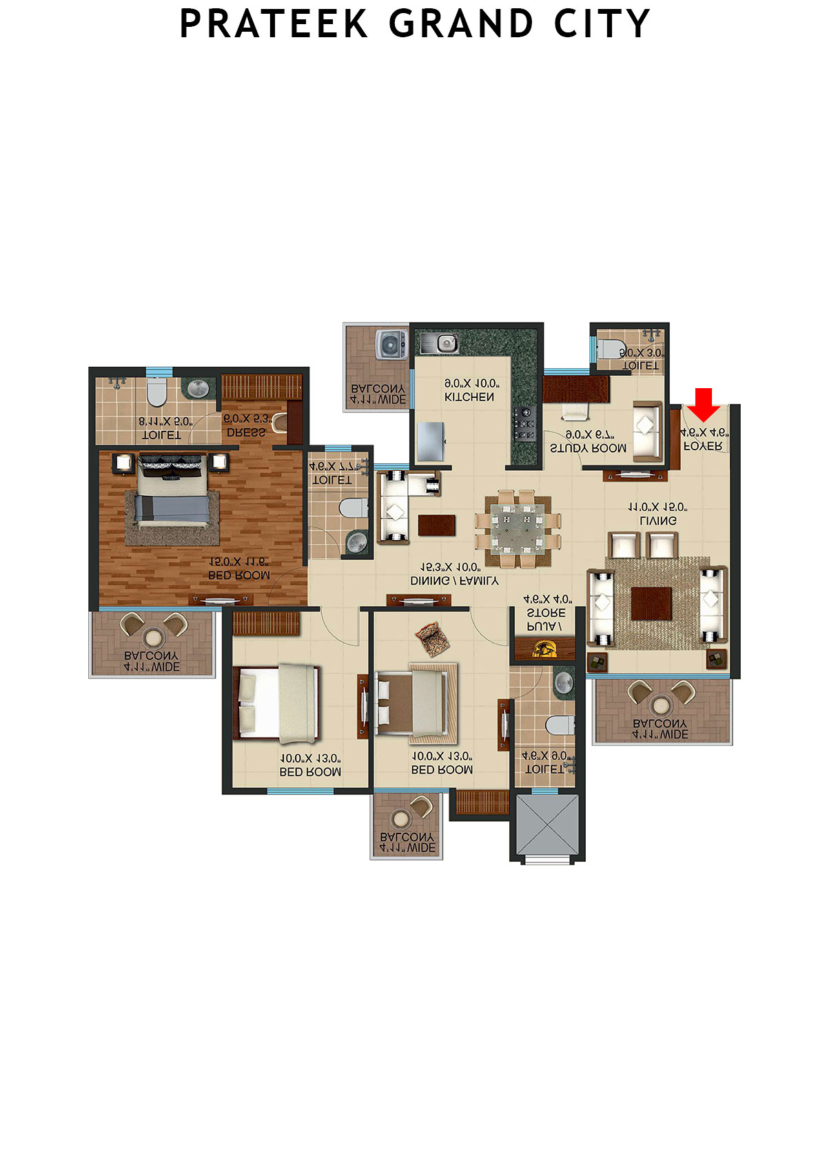 Prateek Grand City Tower C14 Unit 2 Floor Plan