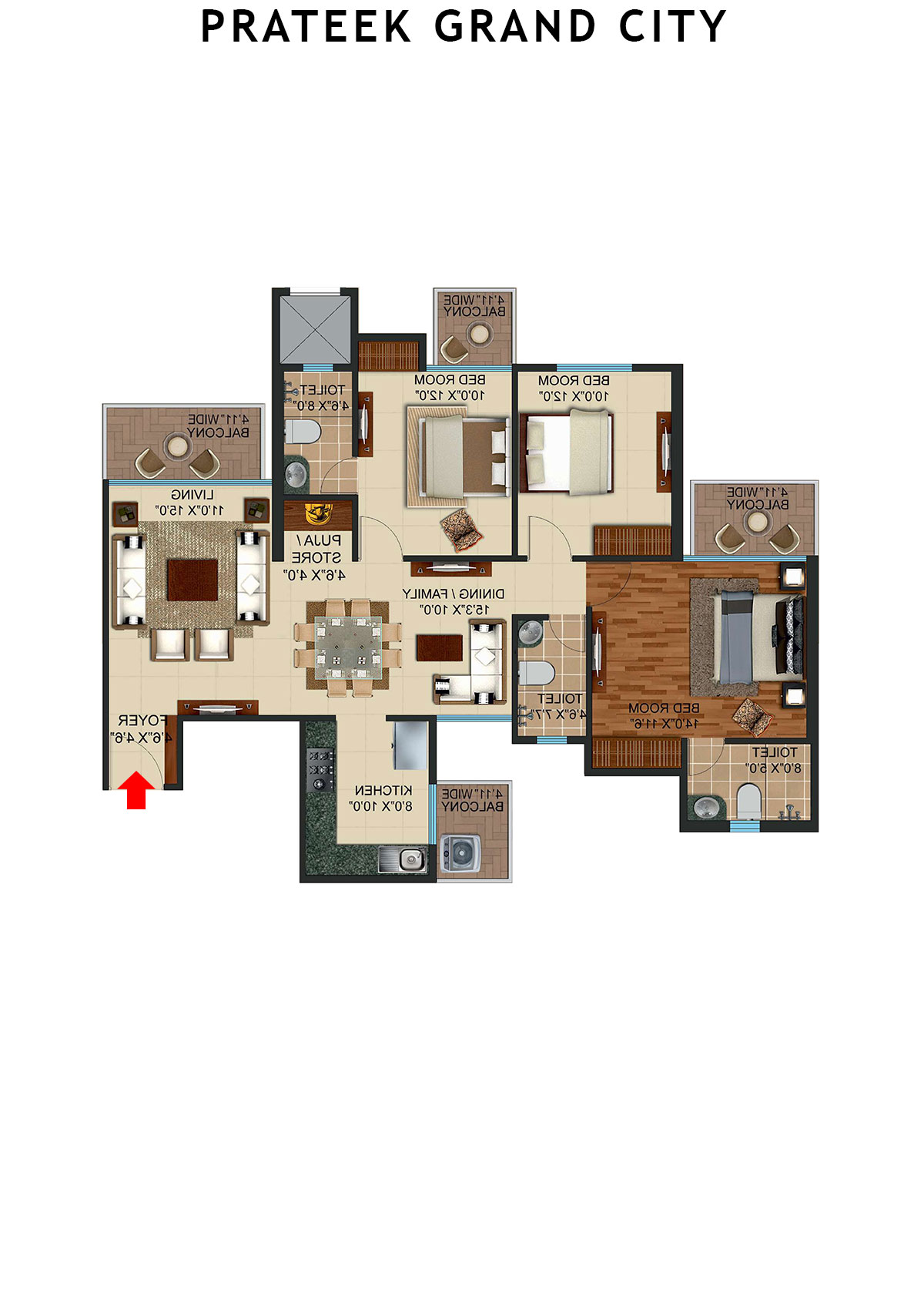 Prateek Grand City Tower C14 Unit 4 Floor Plan