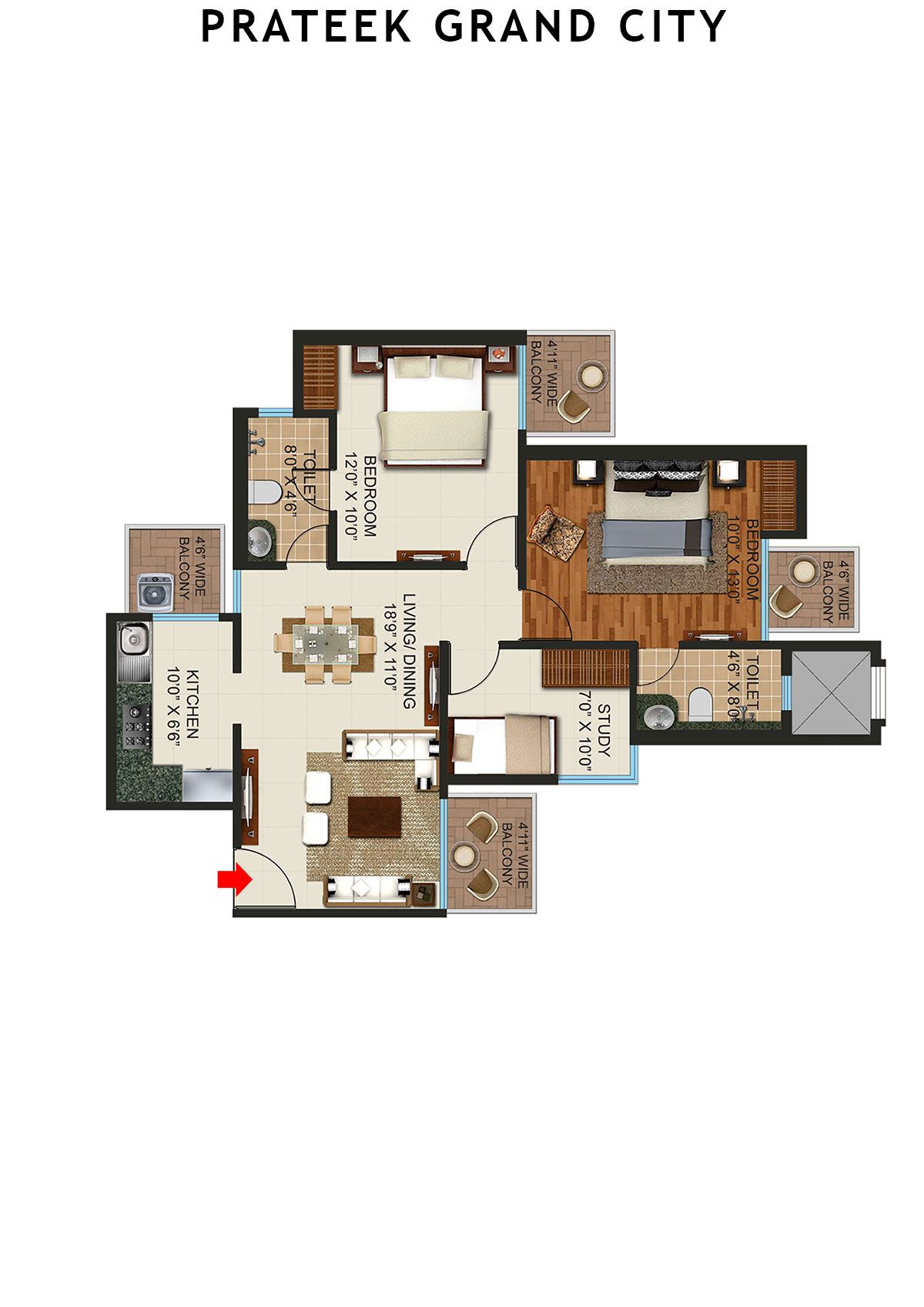 Prateek Grand City Tower C16 Unit 1 Floor Plan