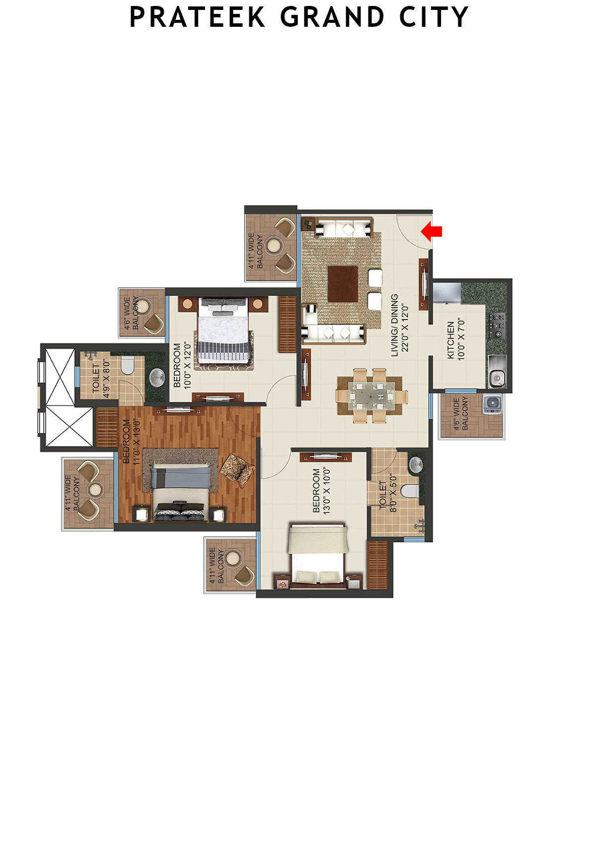 Prateek Grand City Tower C16 Unit 7 Floor Plan