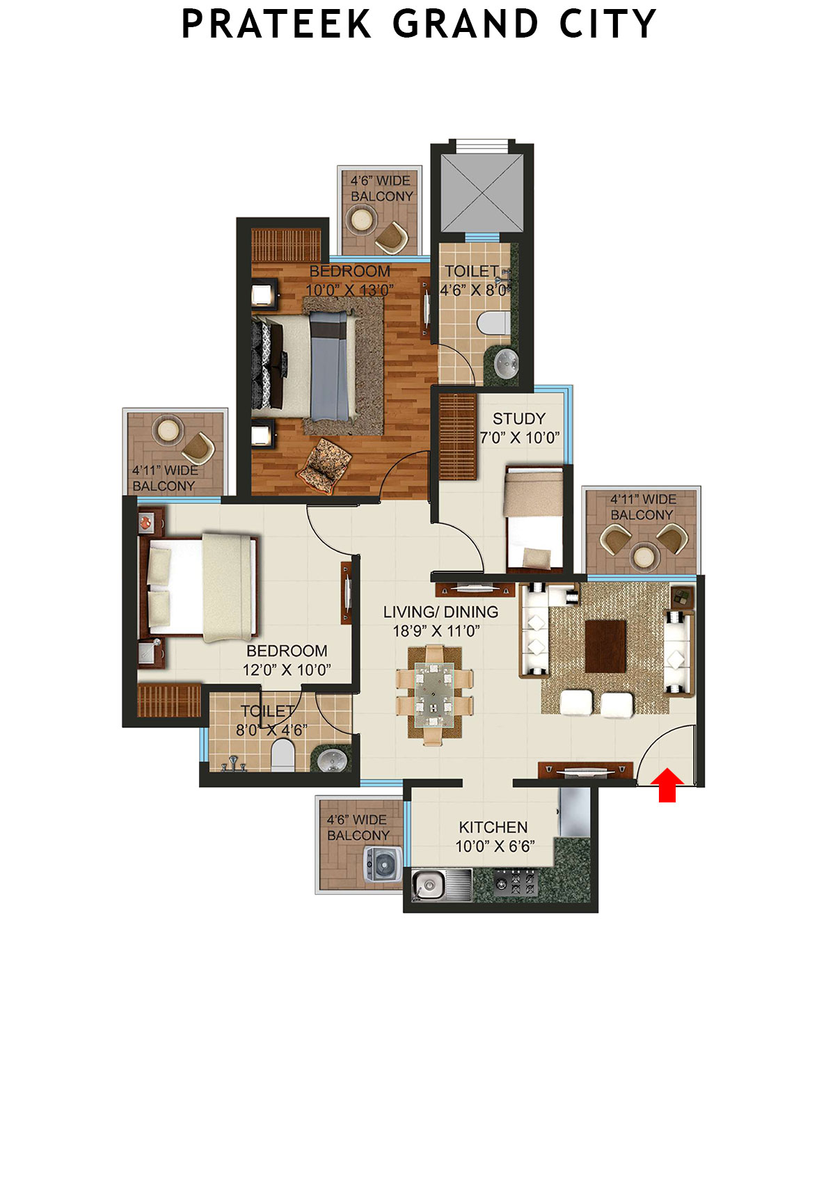 Prateek Grand City Tower C1 Unit 1 Floor Plan