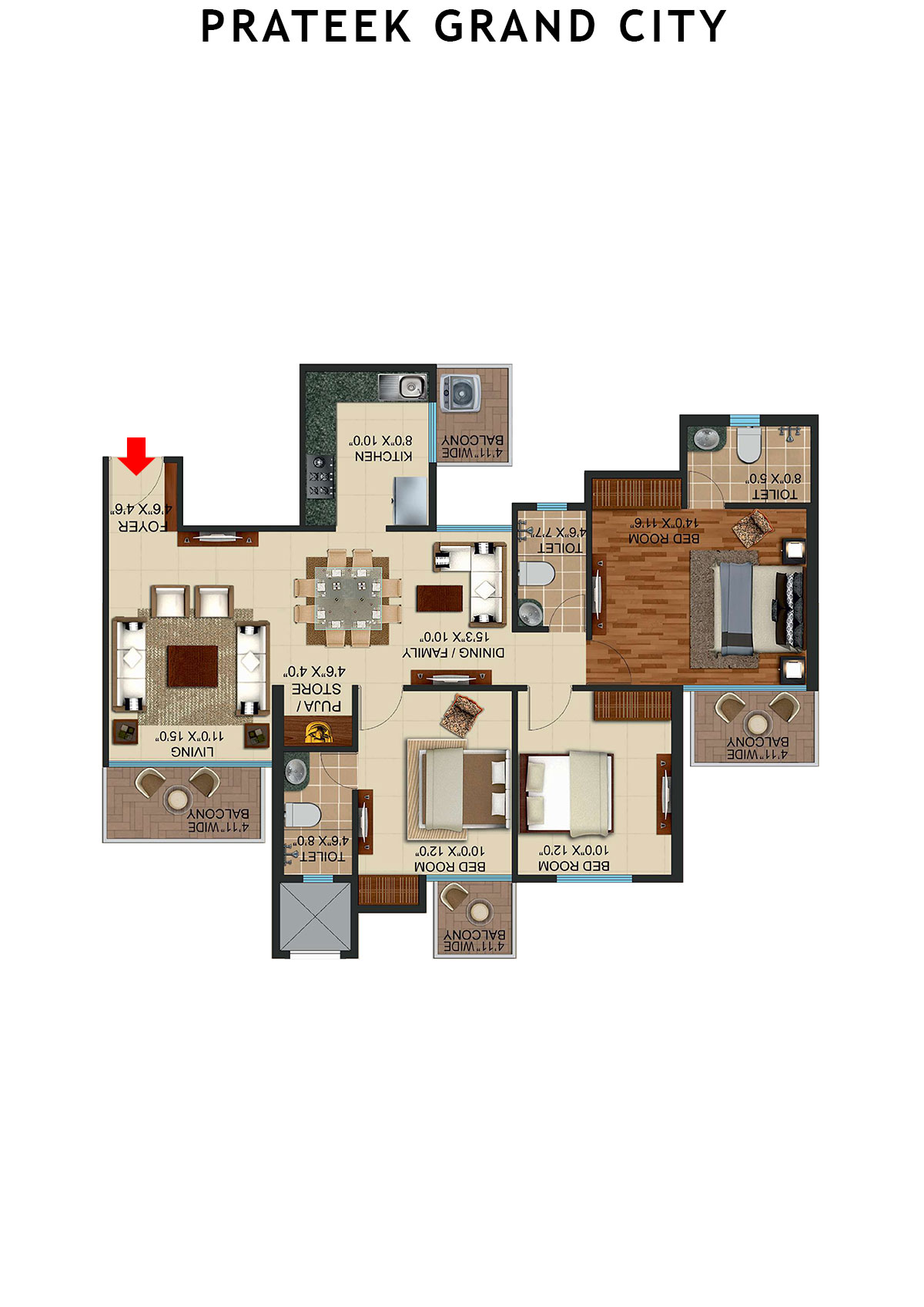 Prateek Grand City Tower C9 Unit 1 Floor Plan