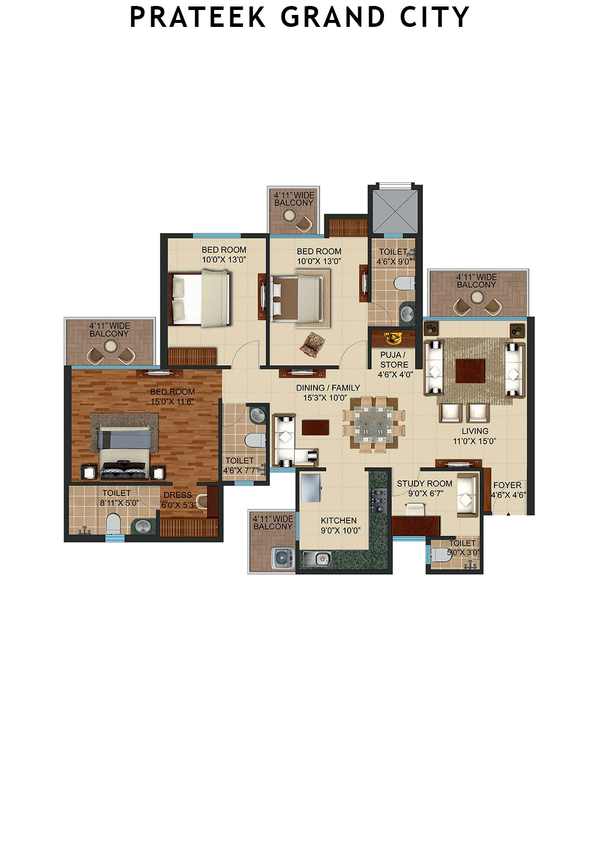 Prateek Grand City Tower C9 Unit 3 Floor Plan