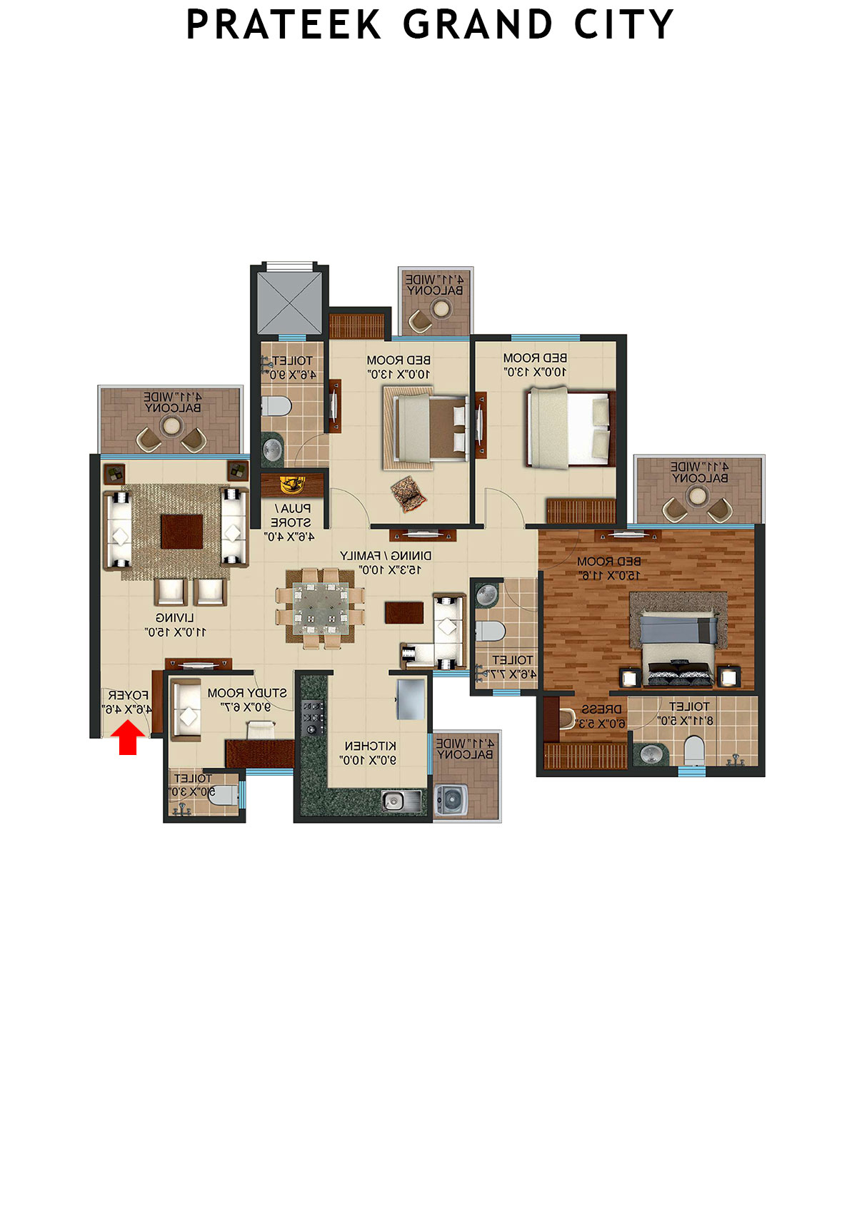 Prateek Grand City Tower C9 Unit 4 Floor Plan