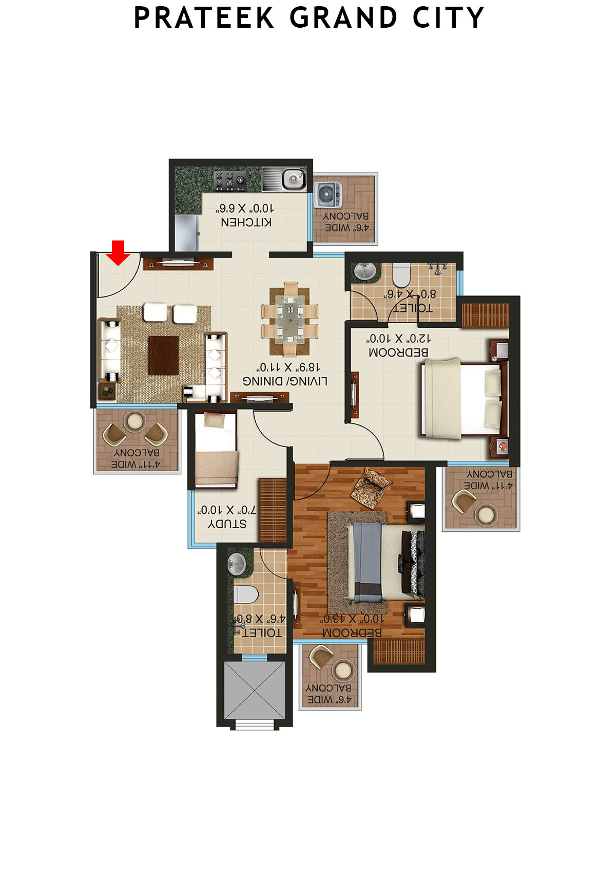 Prateek Grand City Tower P1 Unit 1 Floor Plan