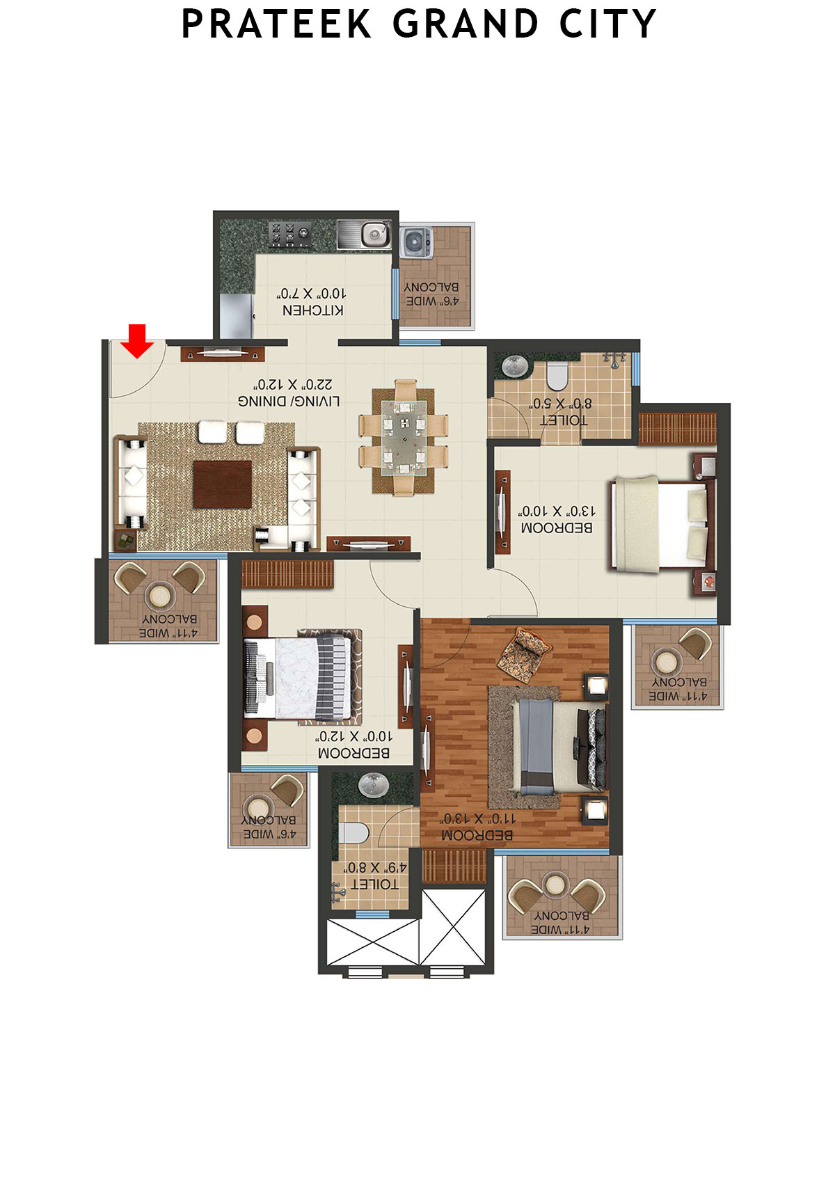 Prateek Grand City Tower P2 Unit 1 Floor Plan
