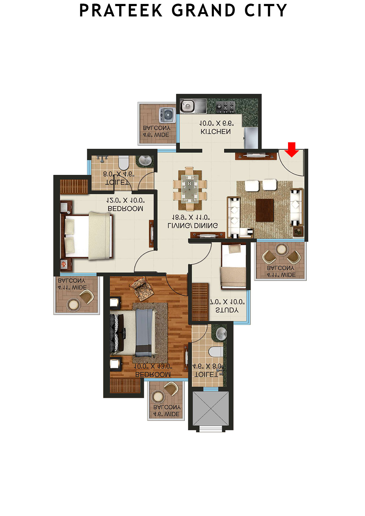 Prateek Grand City Tower P3 Unit 2 Floor Plan