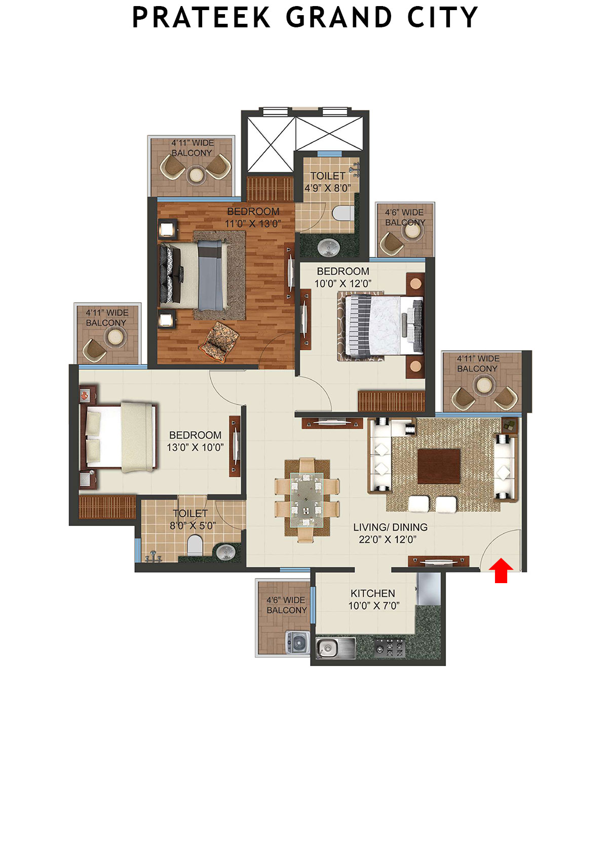 Prateek Grand City Tower P3 Unit 5 Floor Plan