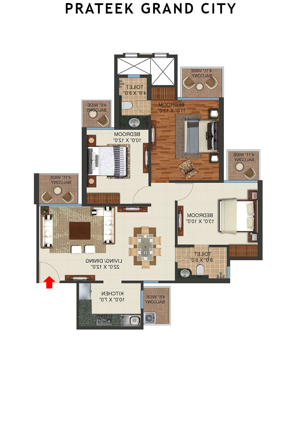 Prateek Grand City Tower P3 Unit 6 Floor Plan