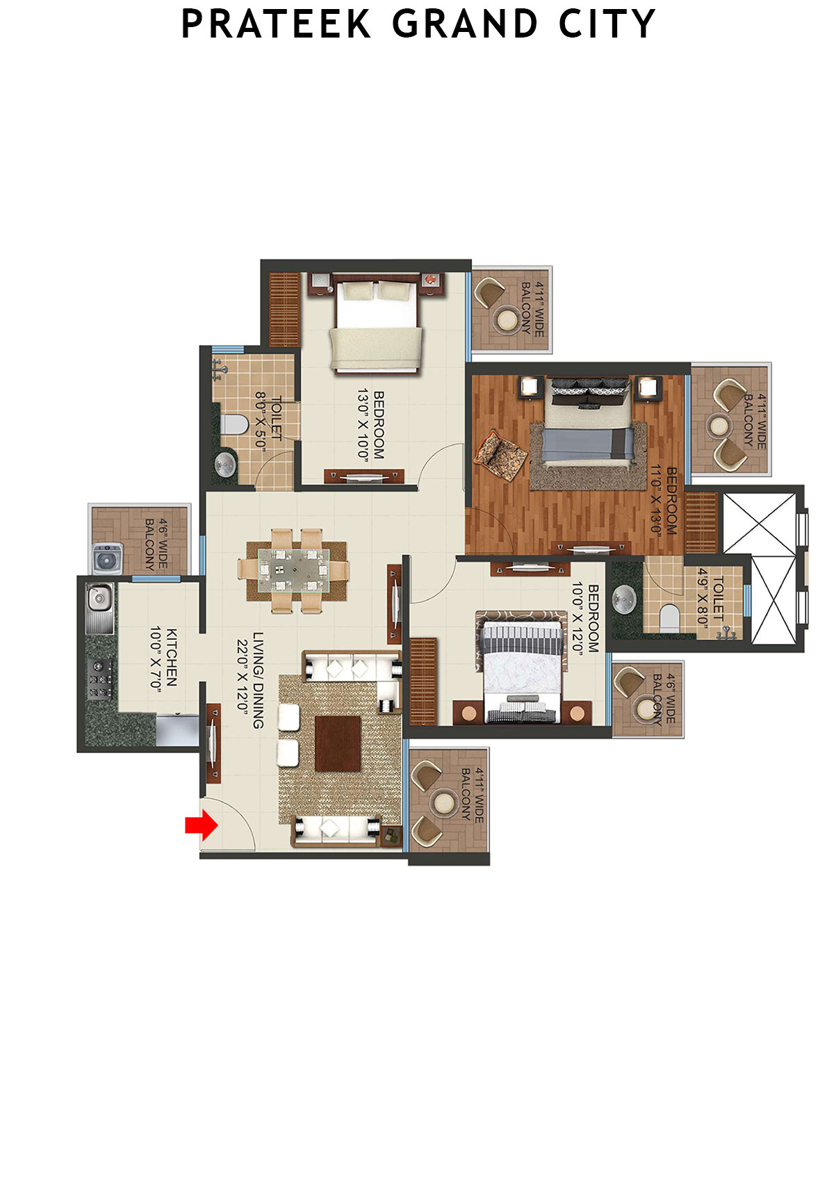 Prateek Grand City Tower P5 Unit 1 Floor Plan