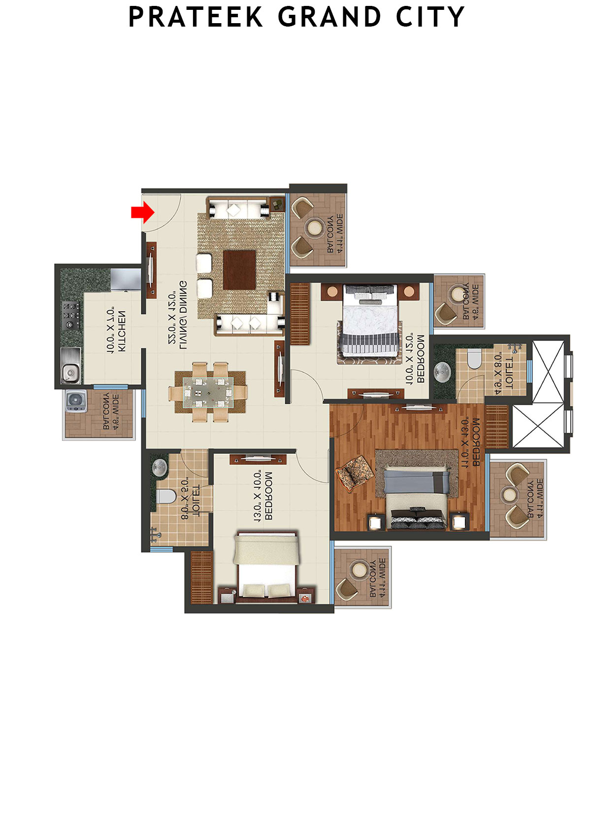 Prateek Grand City Tower P5 Unit 2 Floor Plan