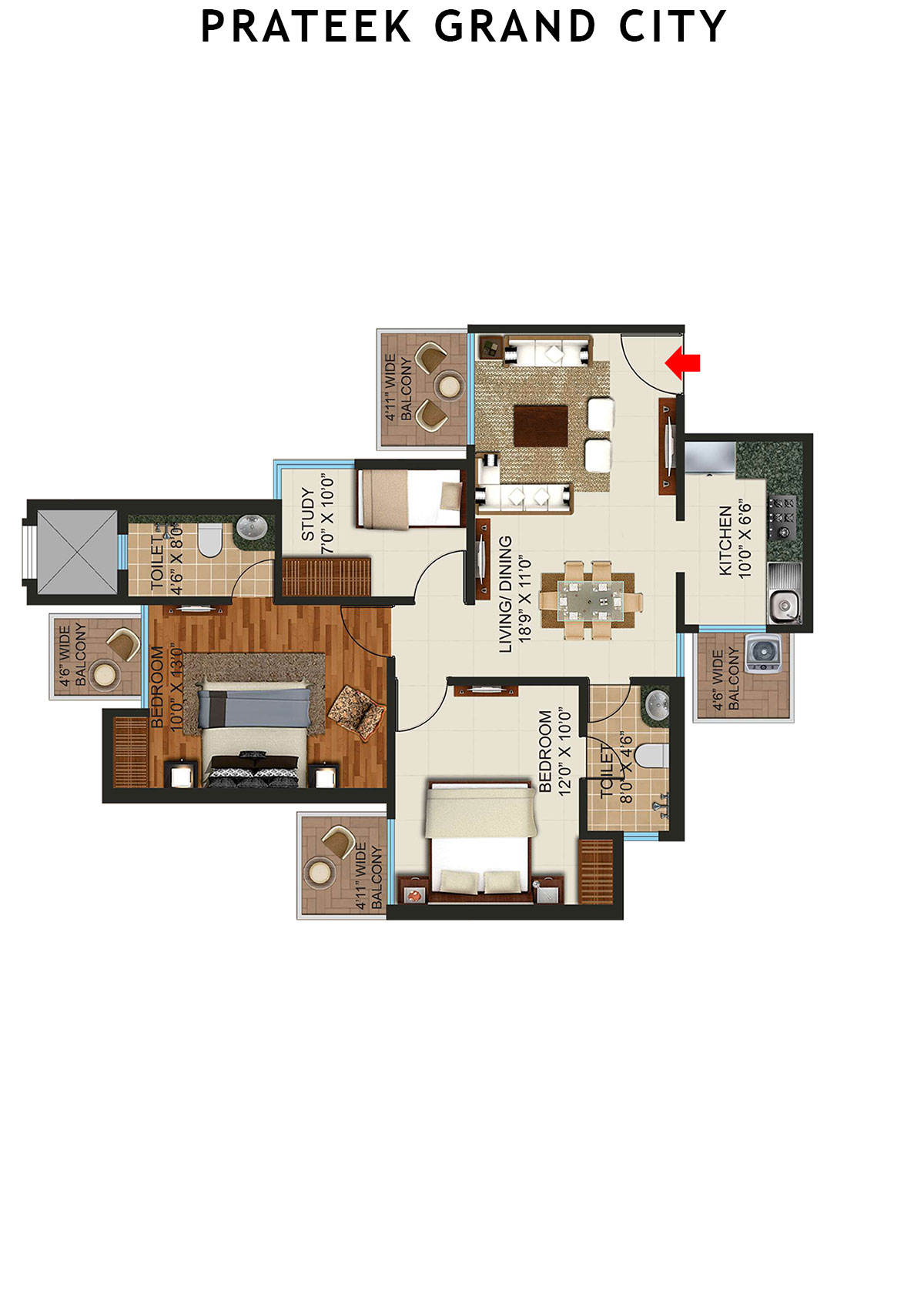 Prateek Grand City Tower P5 Unit 7 Floor Plan