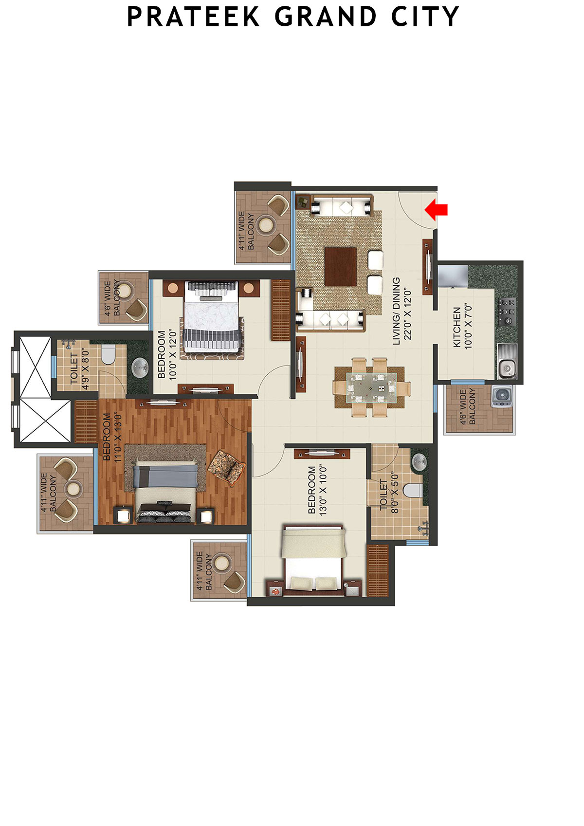 Prateek Grand City Tower P9 Unit 4 Floor Plan
