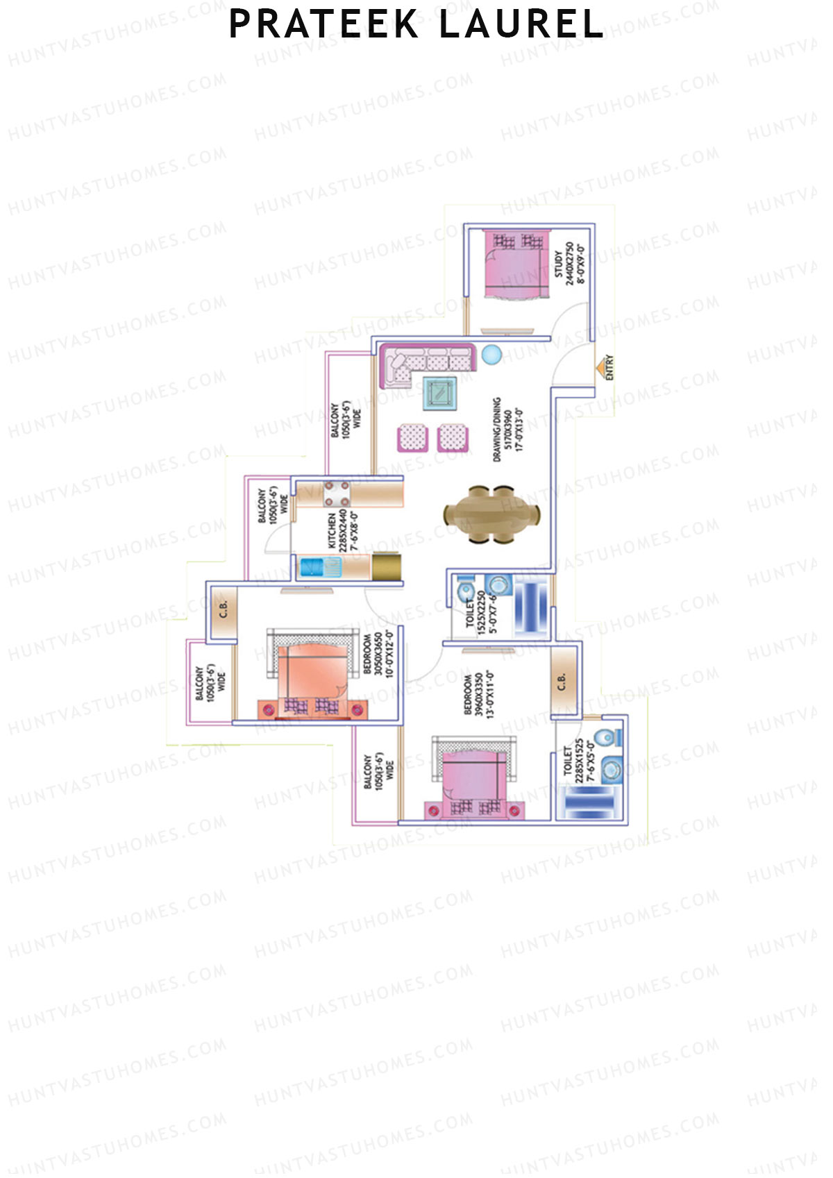 Prateek Laurel Tower C Unit 2 (Type V) Floor Plan