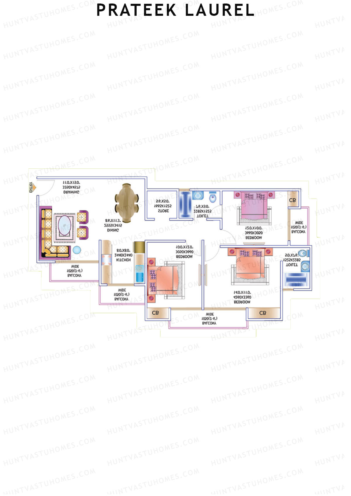 Prateek Laurel Tower C Unit 8 (Type 1V) Floor Plan